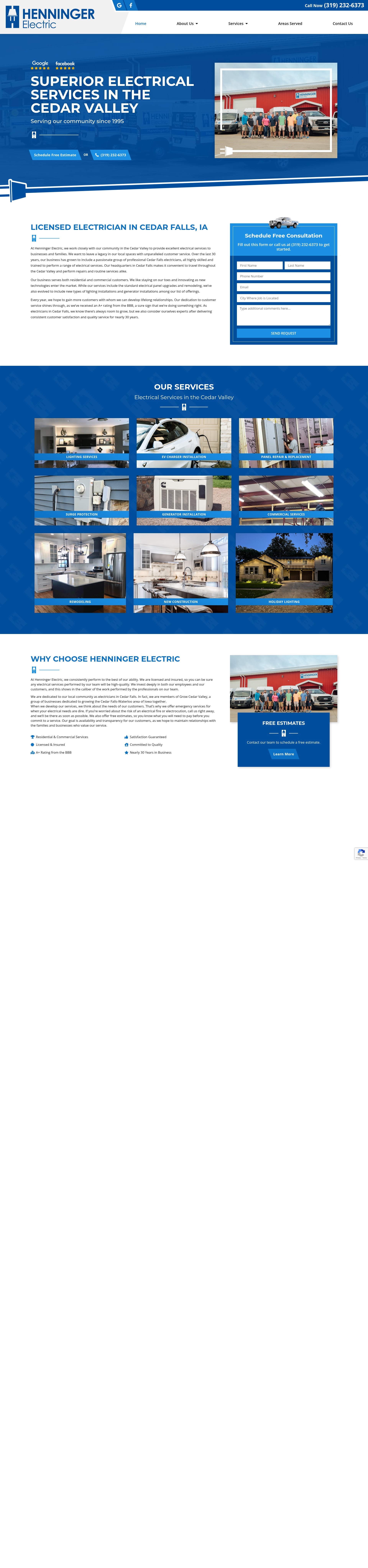 Screenshot of henningerelectric.com