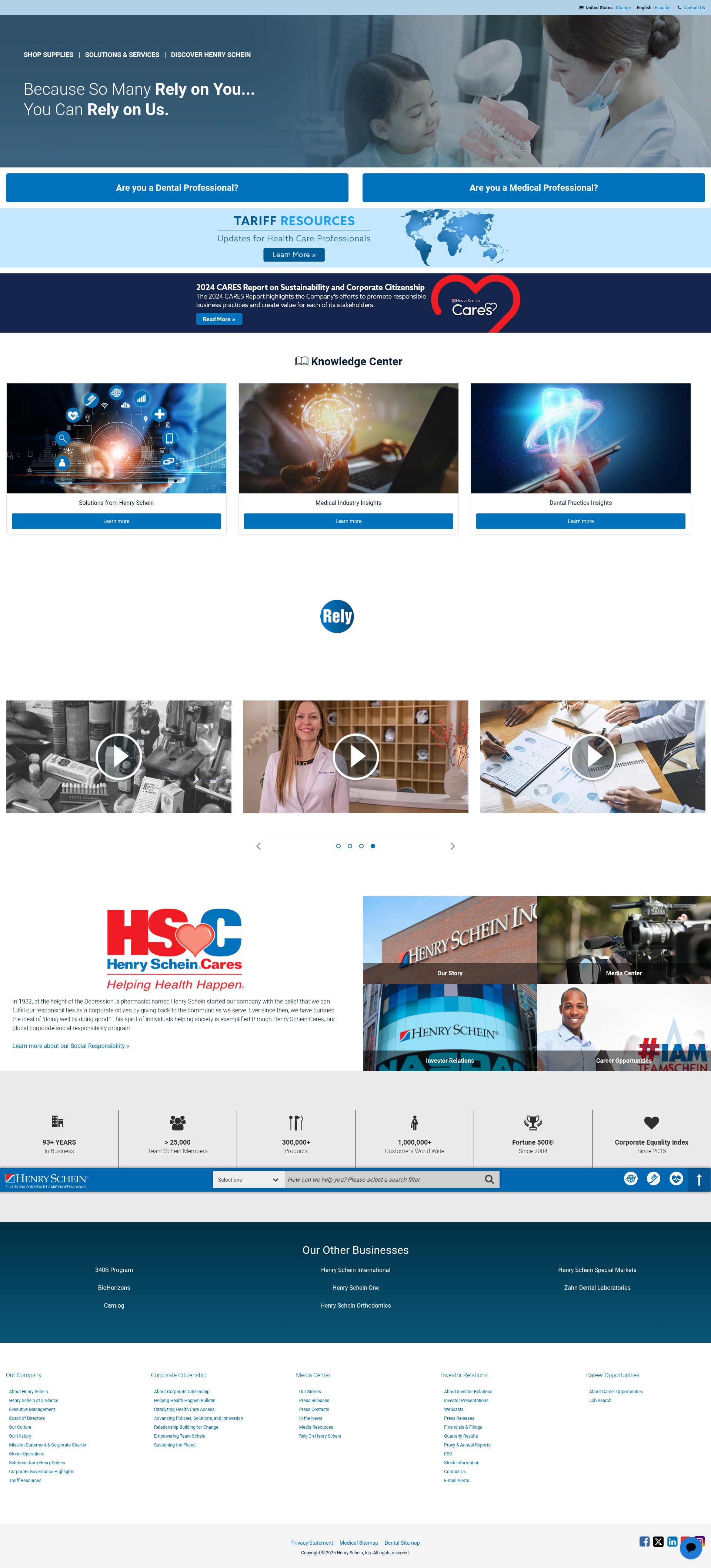 Screenshot of henryschein.com