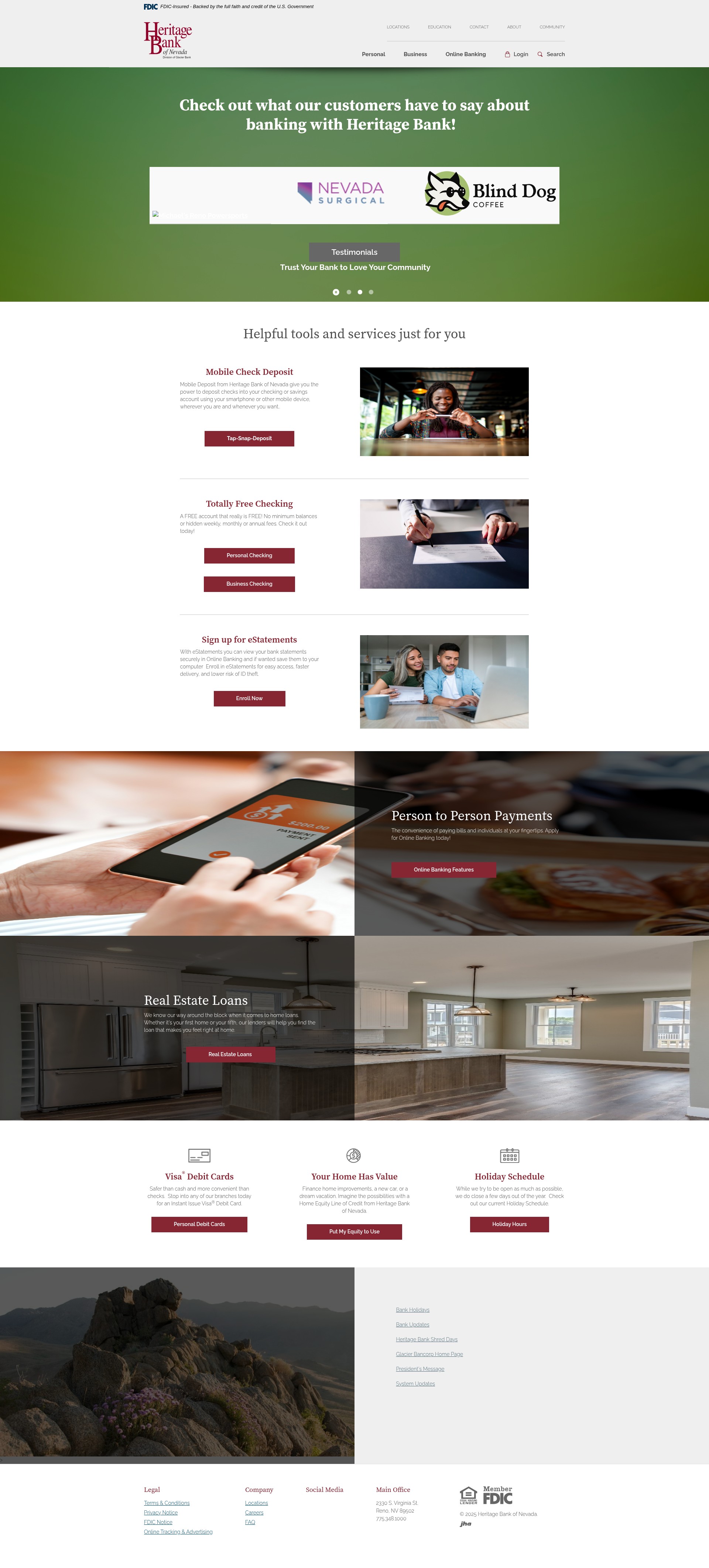 Screenshot of heritagebanknevada.com
