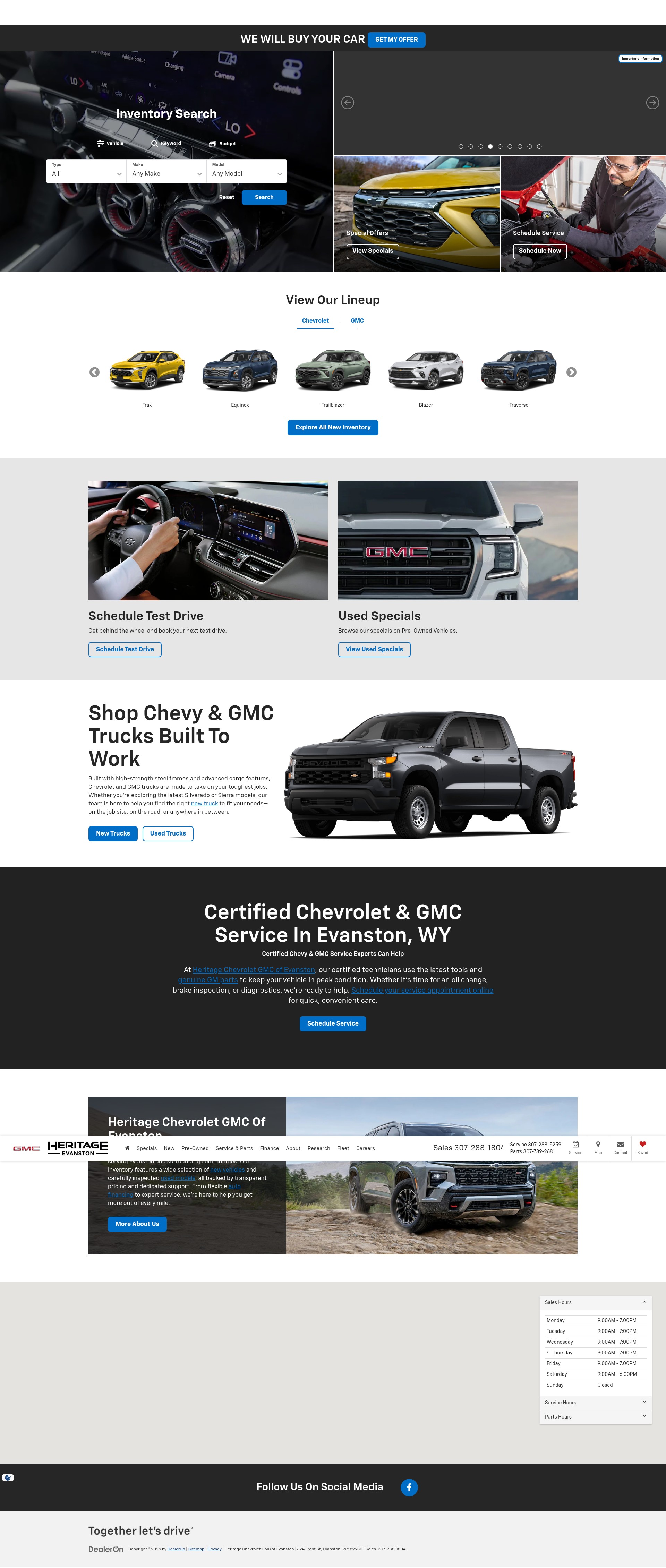 Screenshot of heritagechevroletevanston.com