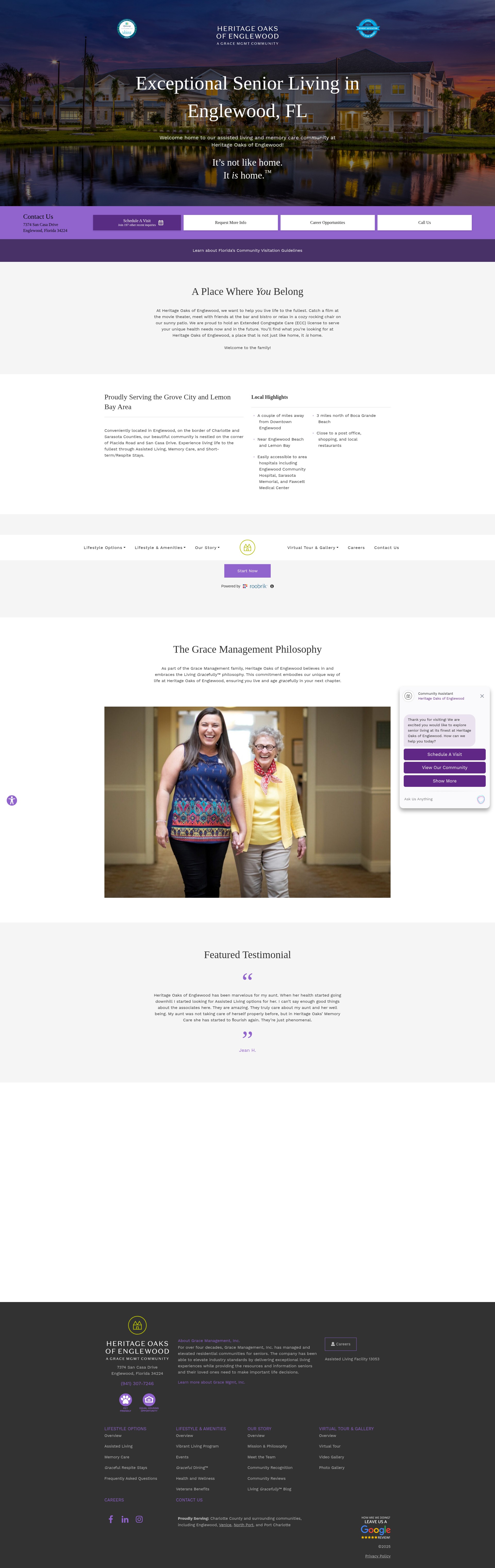 Screenshot of heritageoaksliving.com