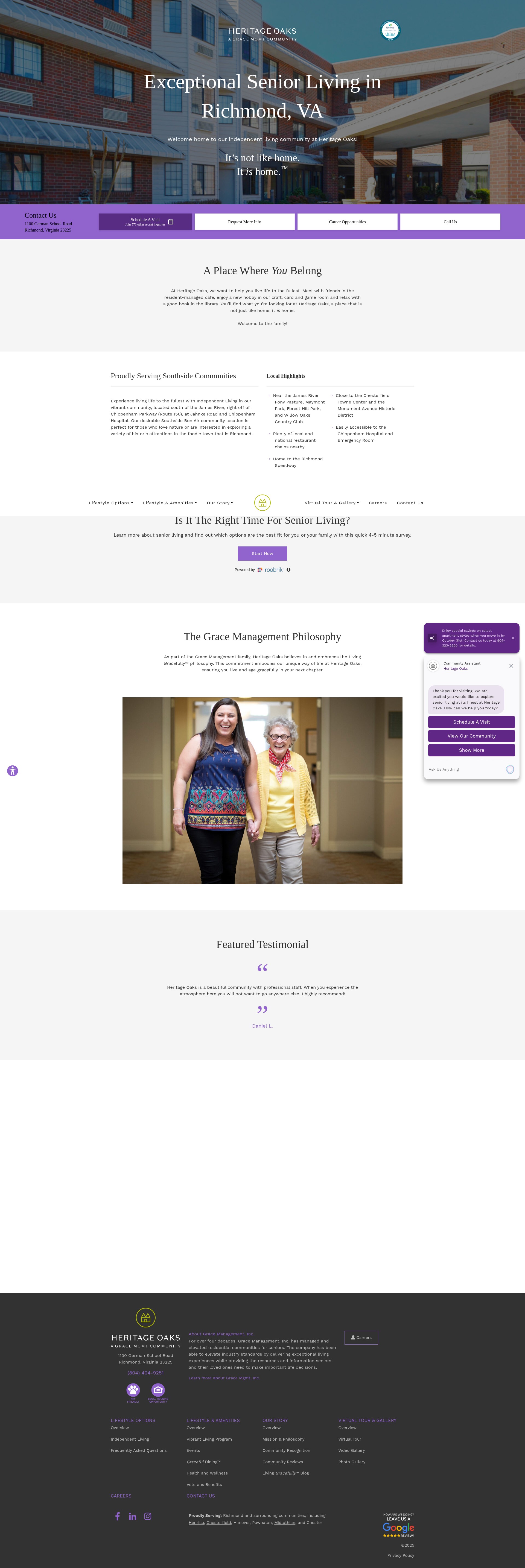 Screenshot of heritageoaksseniorliving.com