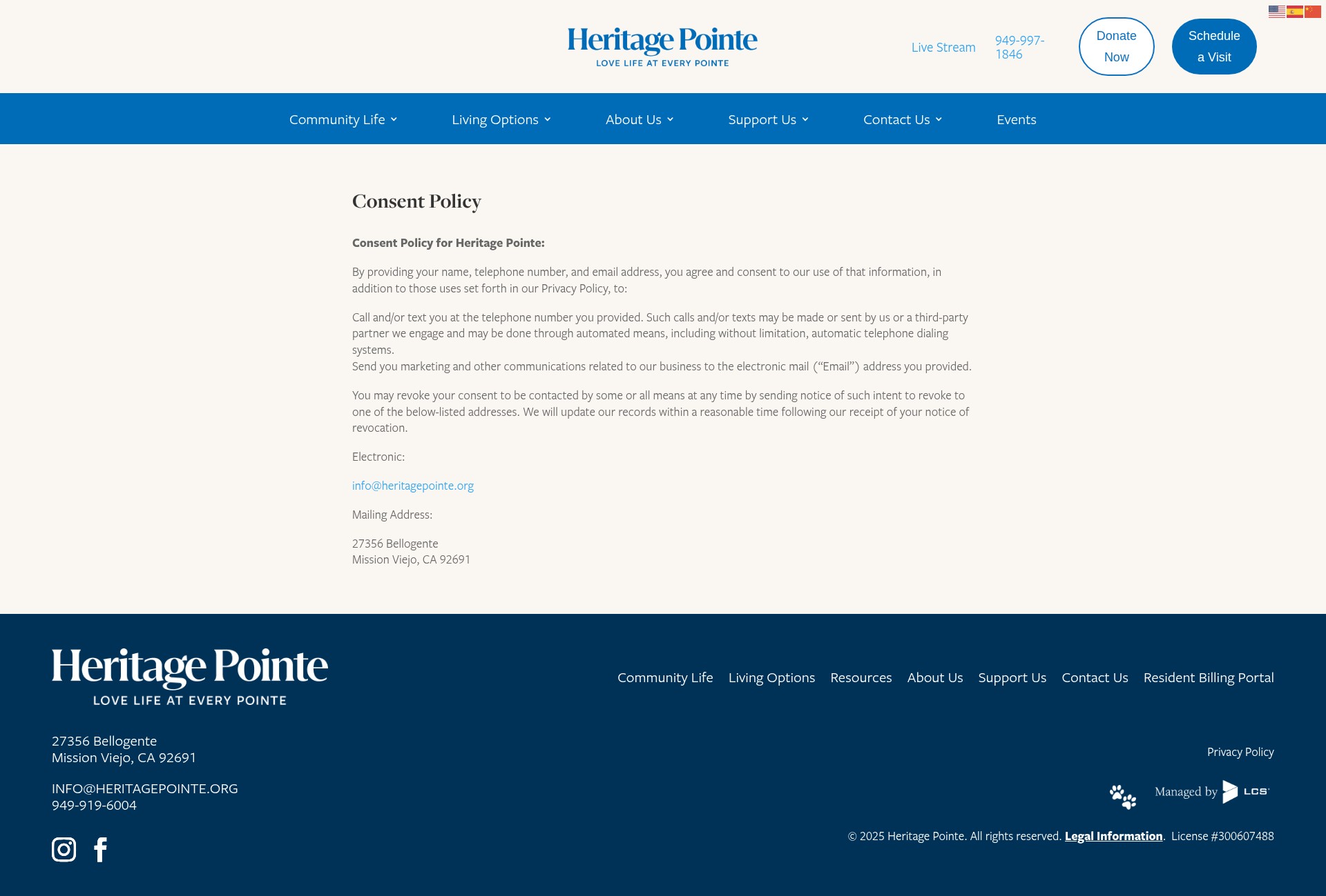 Screenshot of heritagepointe.org