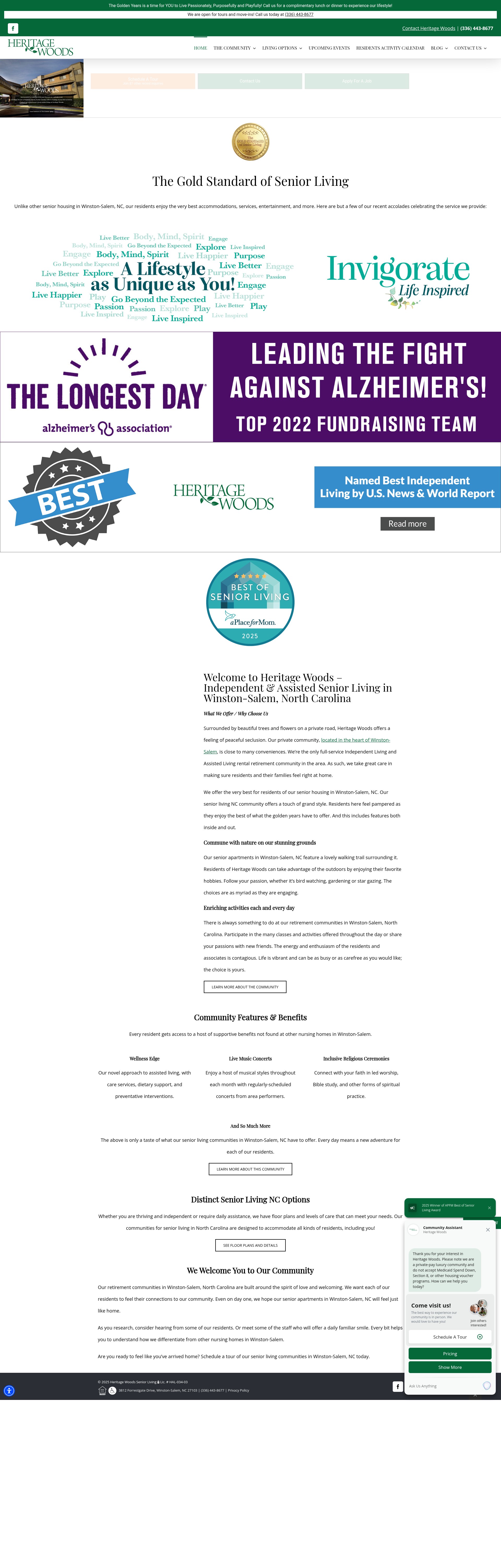 Screenshot of heritagewoodsseniorliving.com