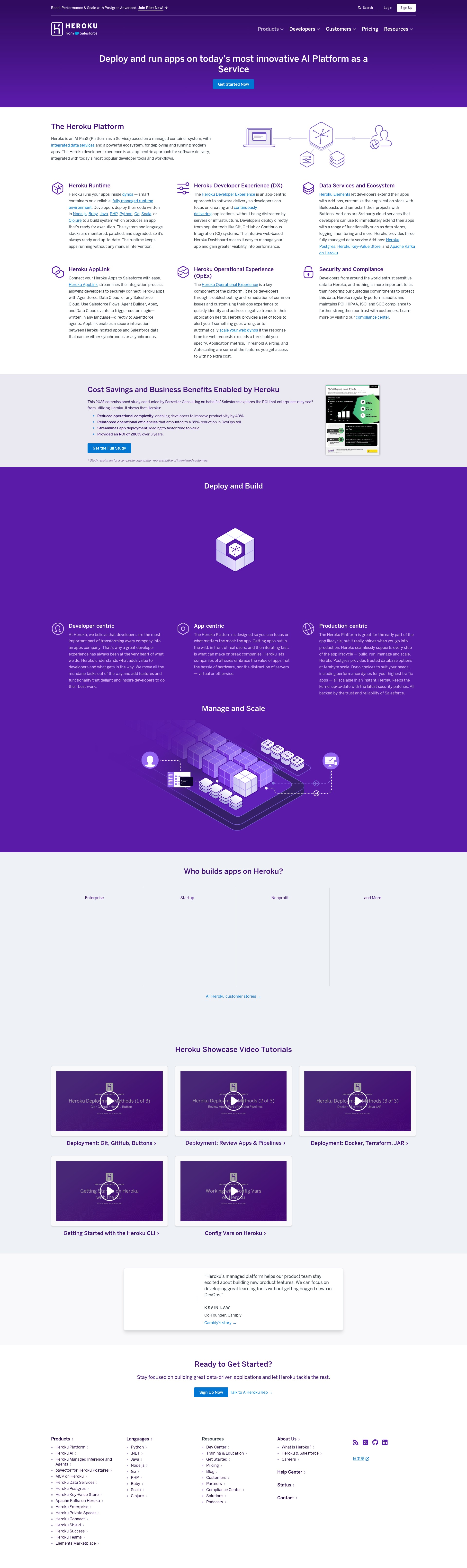 Screenshot of heroku.com