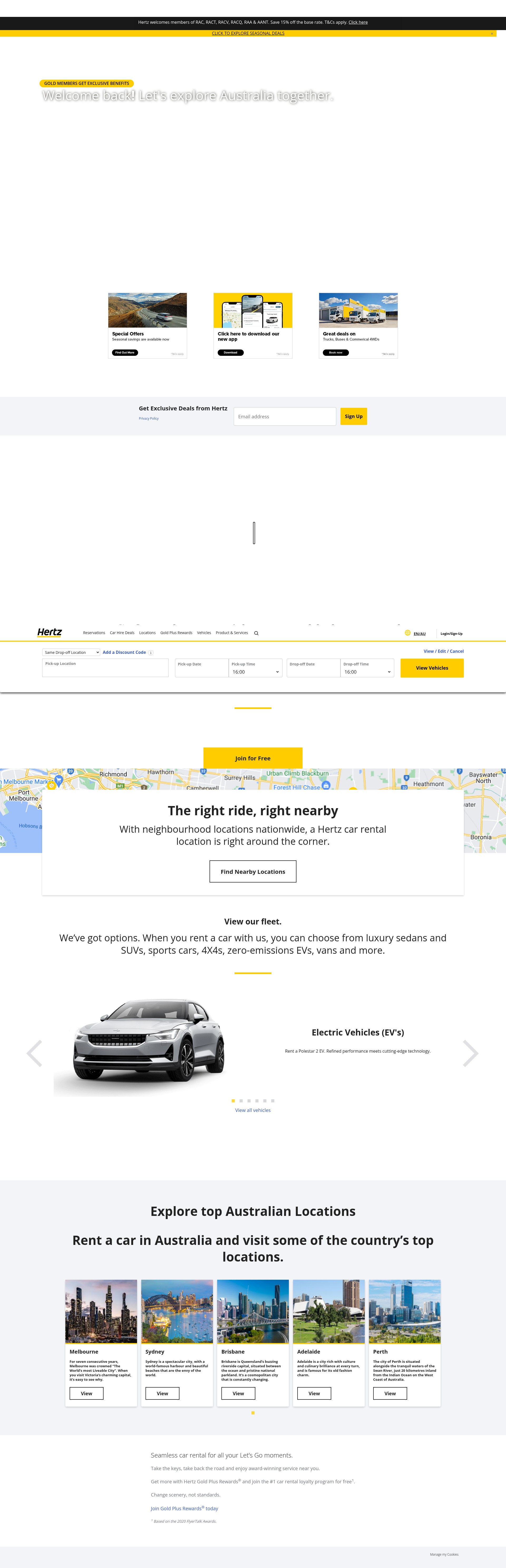 Screenshot of hertz.com.au