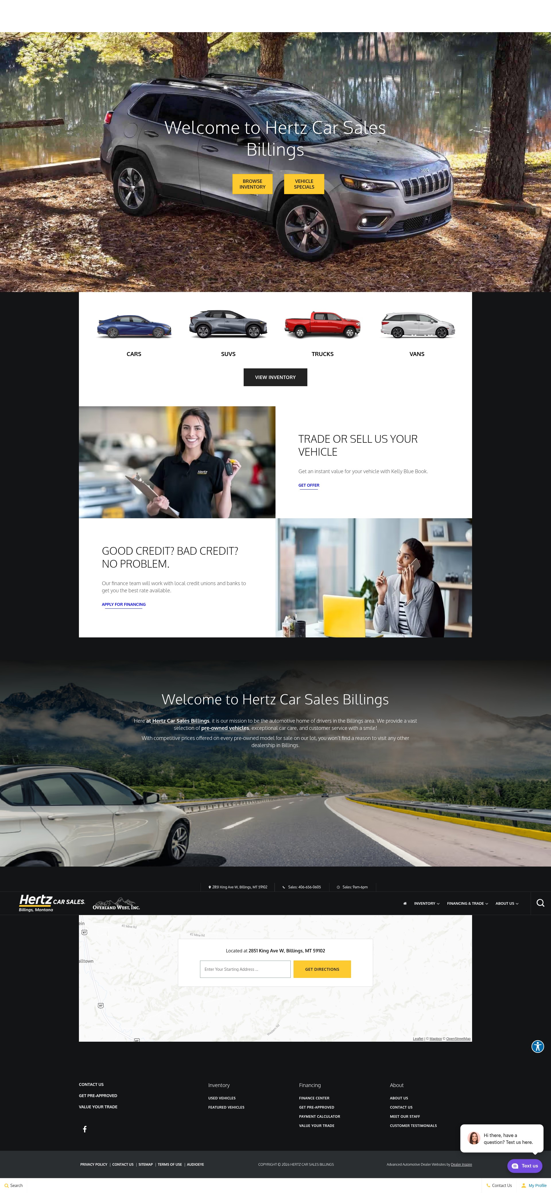 Screenshot of hertzbillings.com