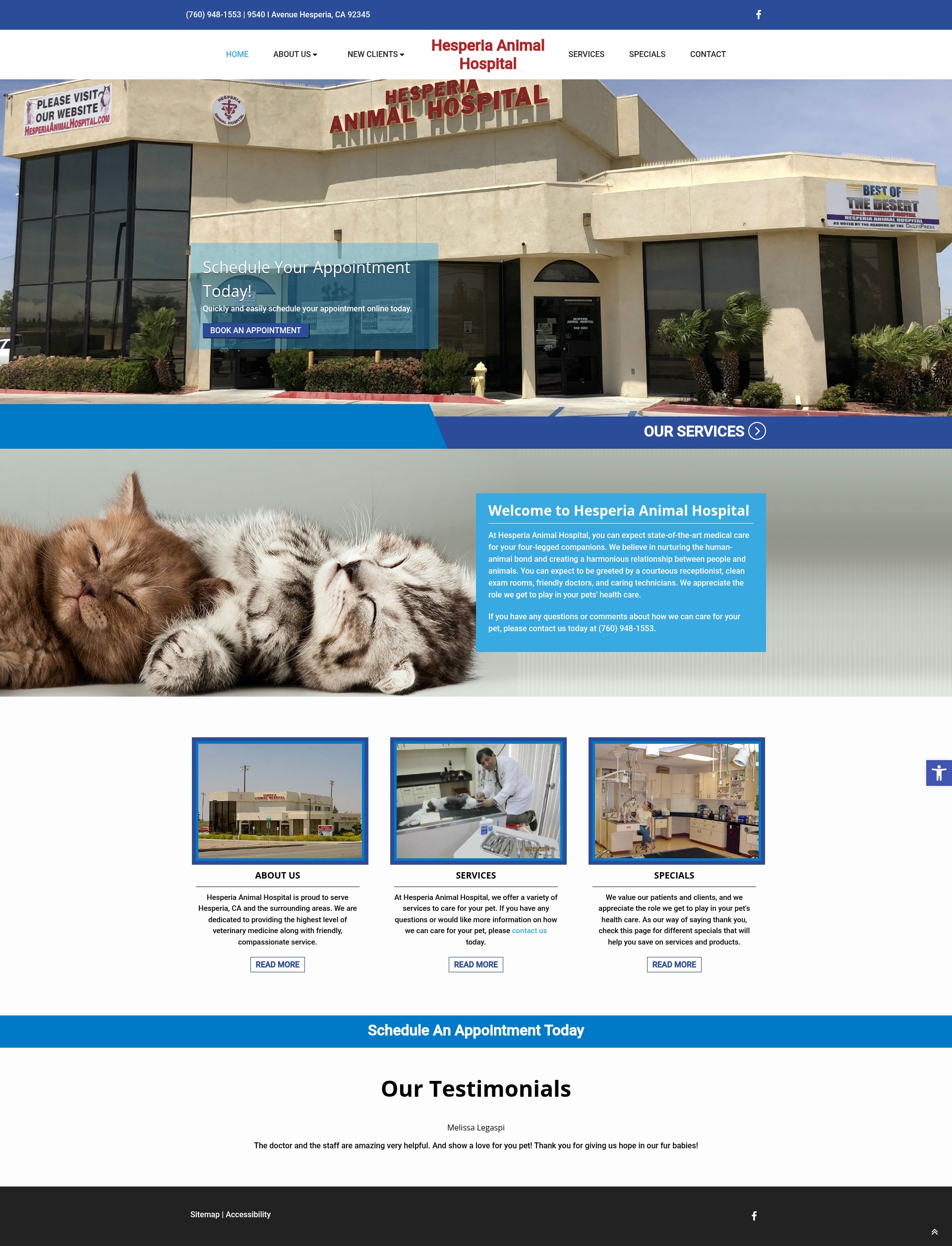 Screenshot of hesperiaanimalhospital.com