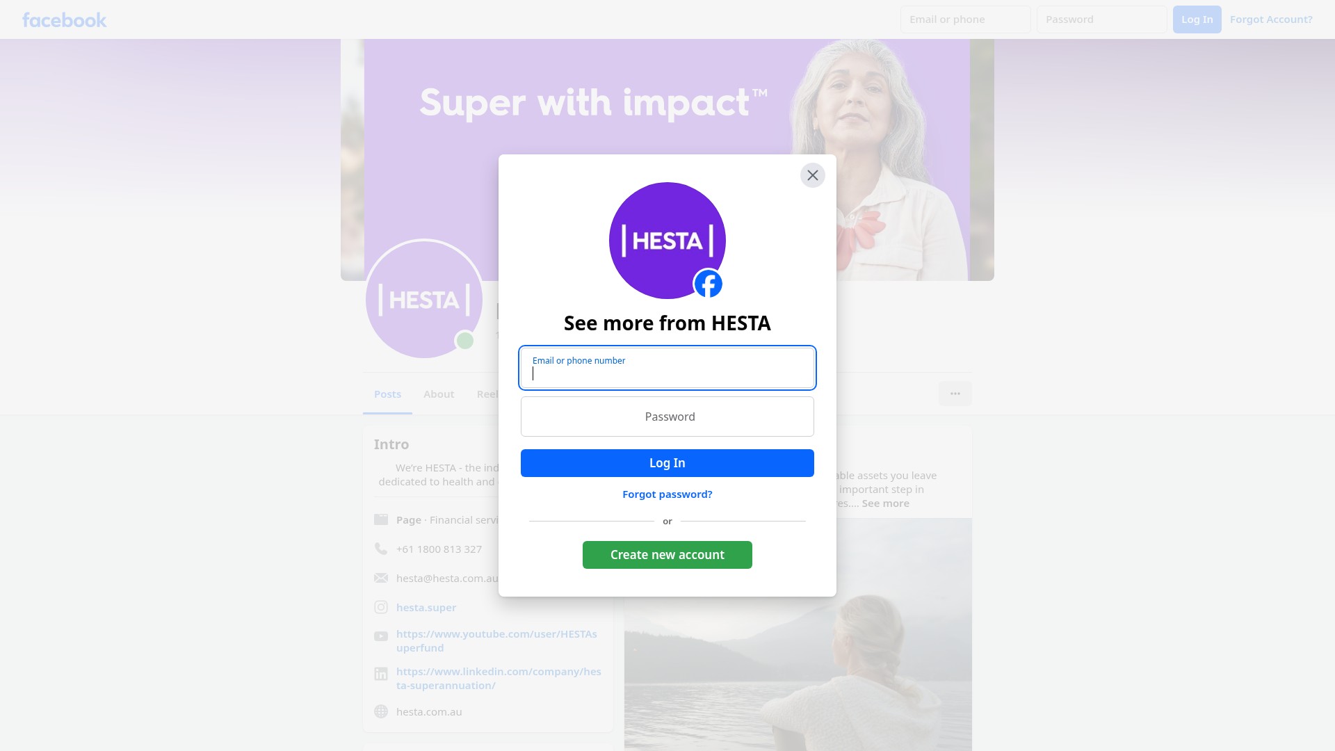 Screenshot of hesta.com.au