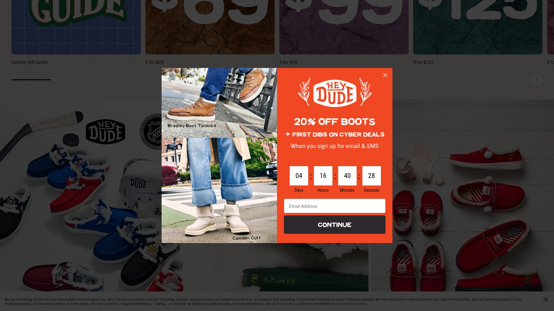 Screenshot of heydude.com