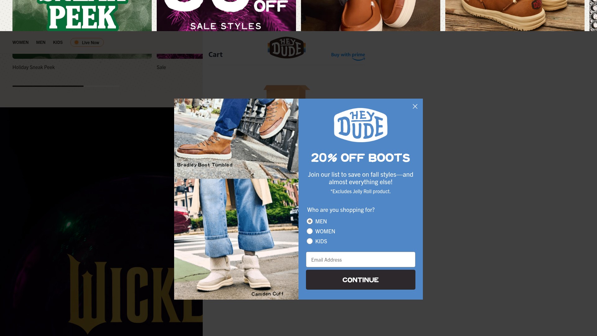 Screenshot of heydudeshoesusa.com