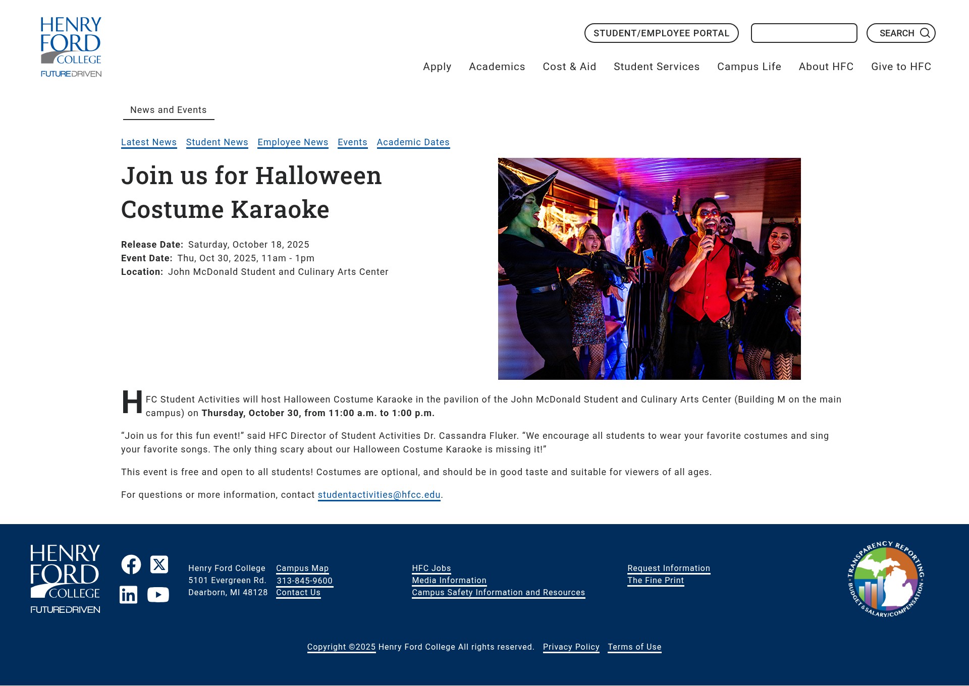 Screenshot of hfcc.edu