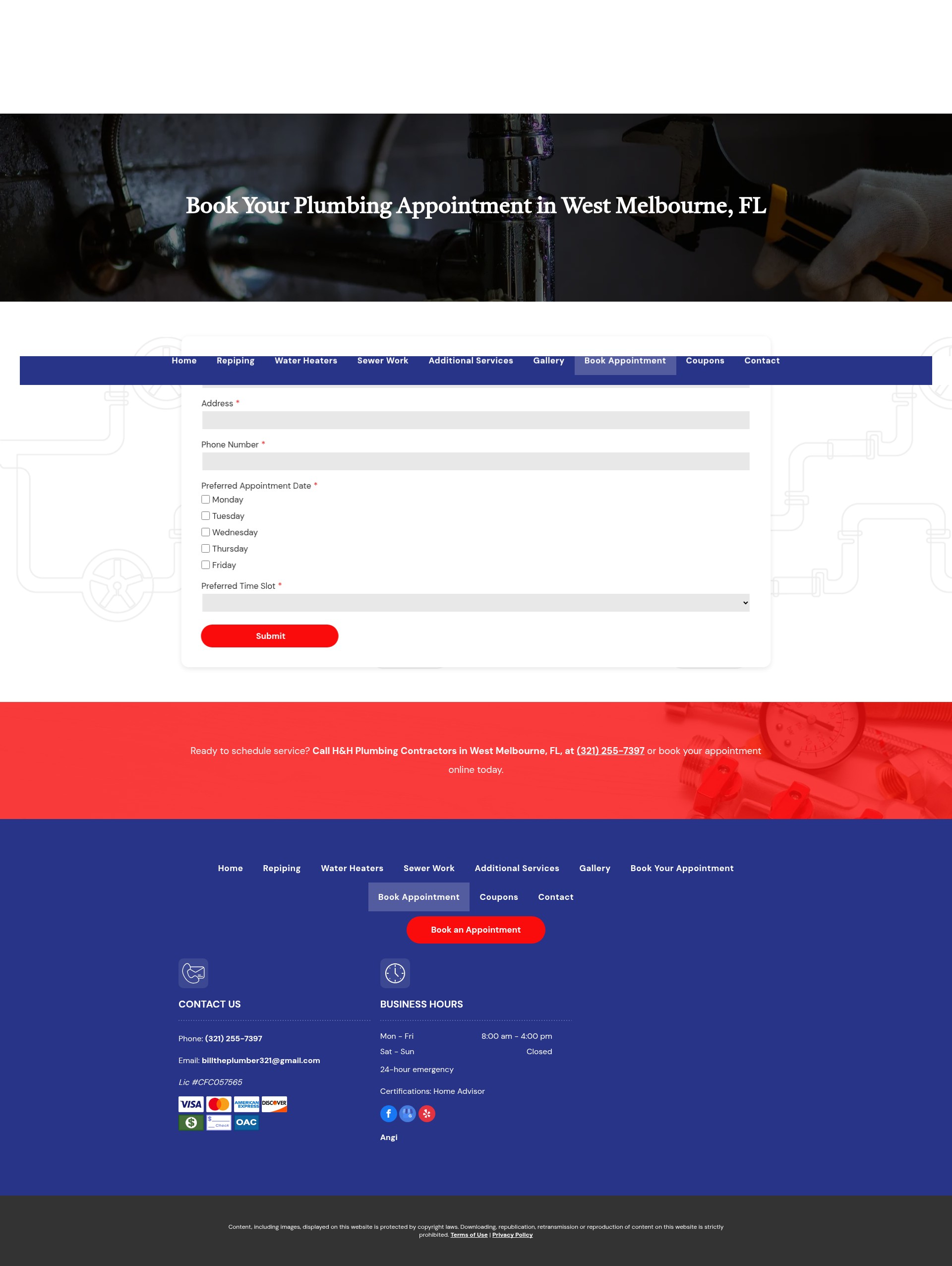 Screenshot of hhplumb.com