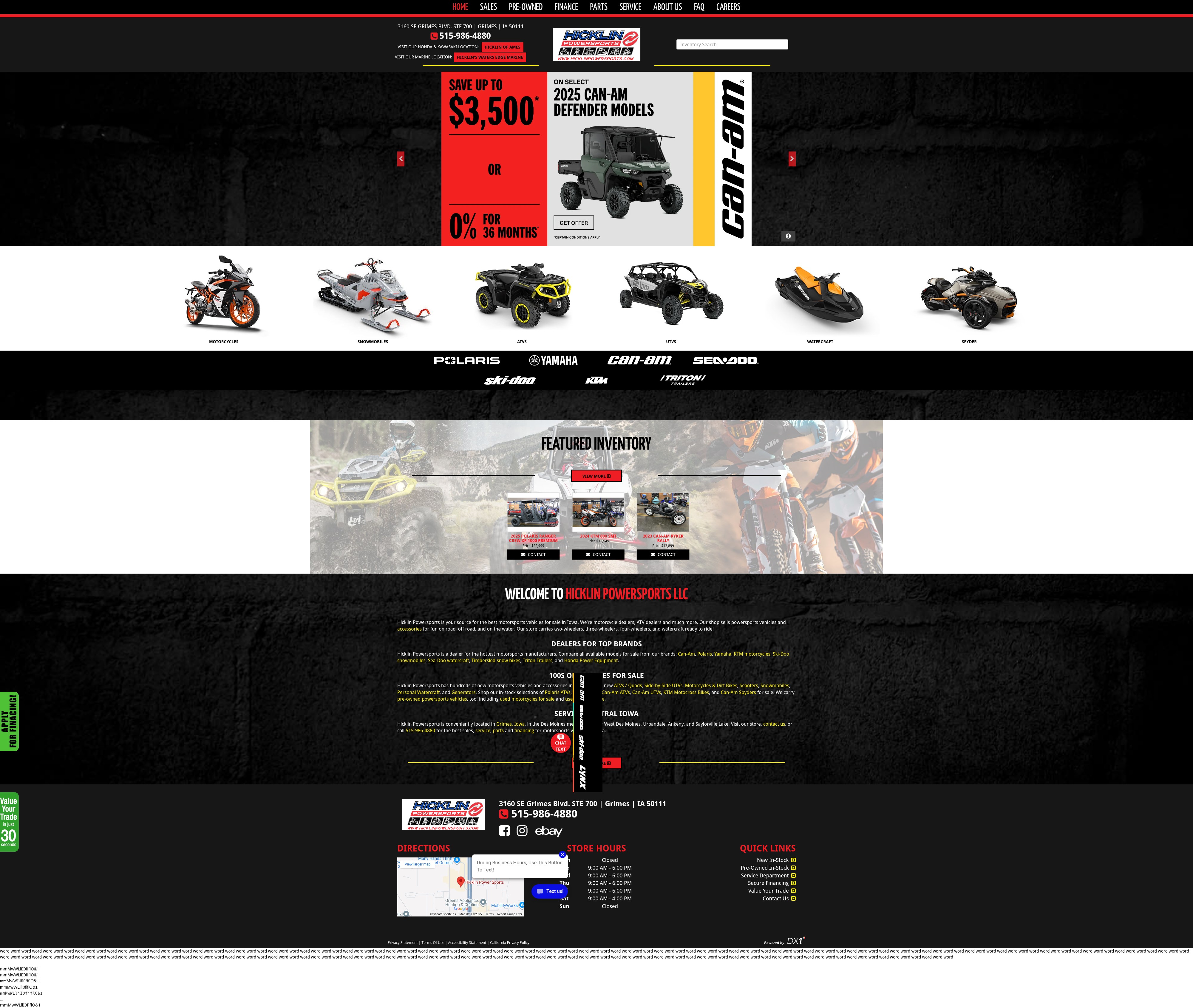 Screenshot of hicklinpowersports.com