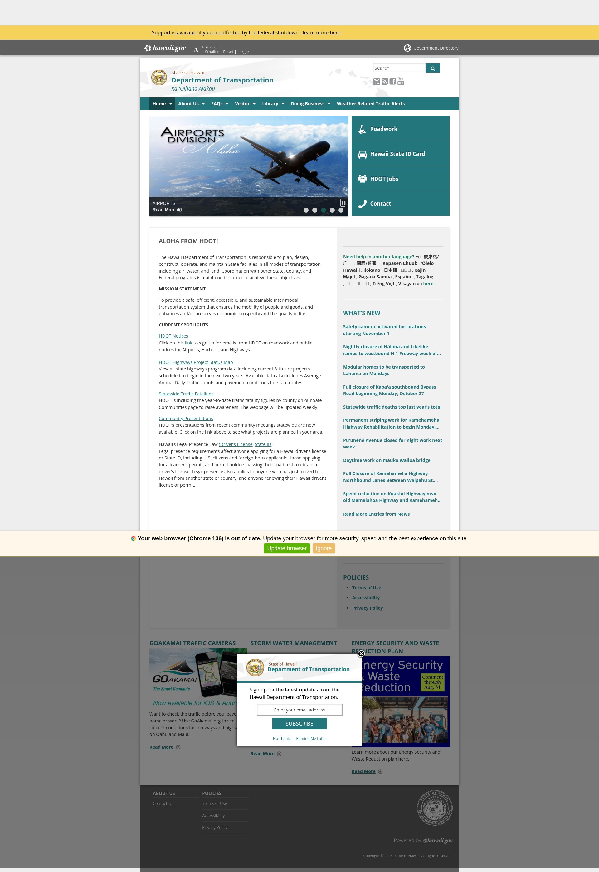 Screenshot of hidot.hawaii.gov
