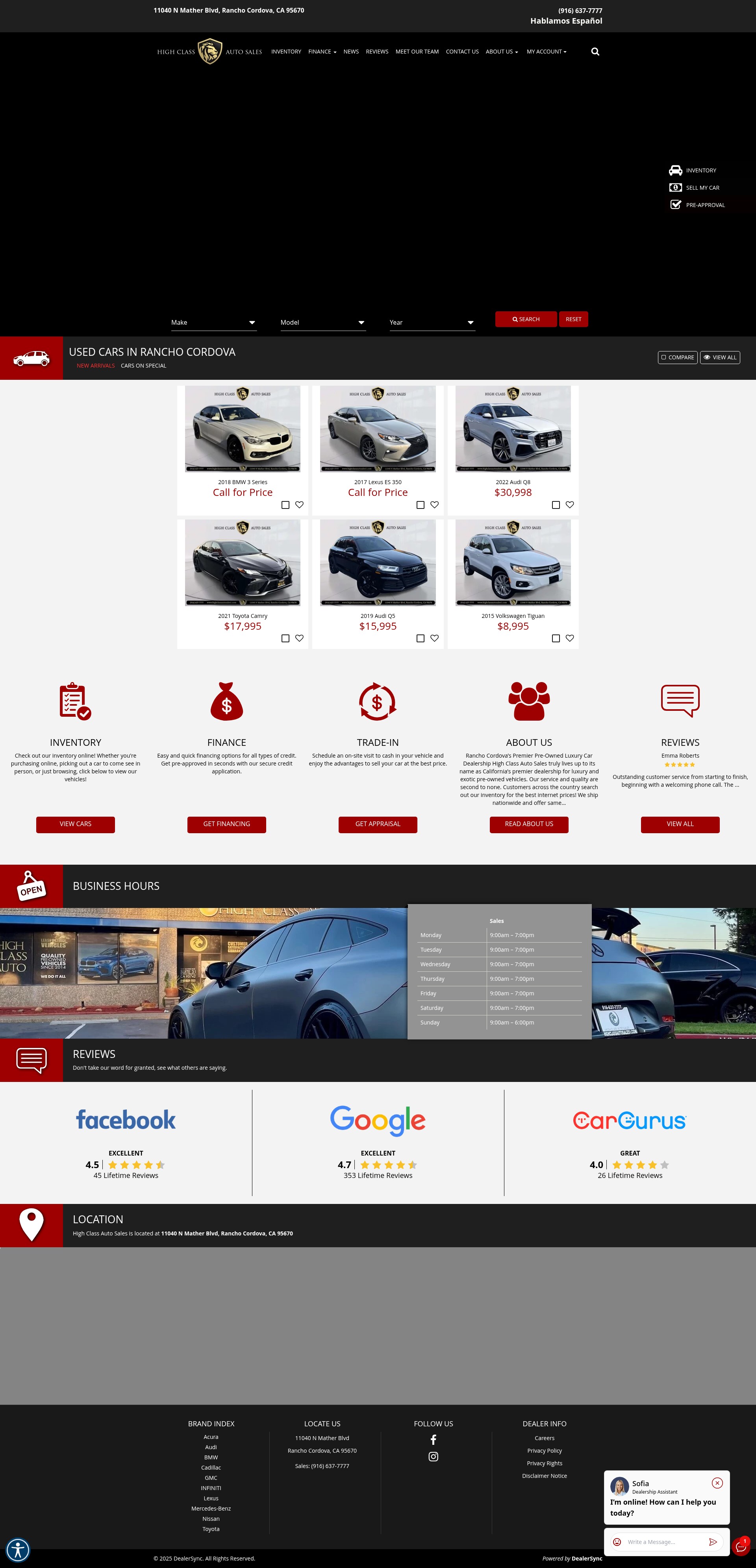 Screenshot of highclassautosales1.com