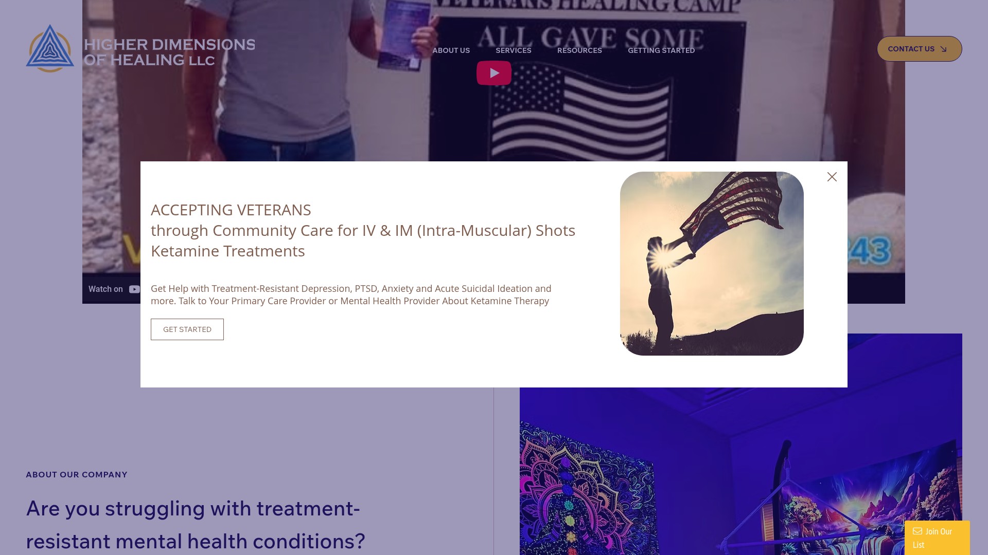 Screenshot of higherdimensionsofhealing.com