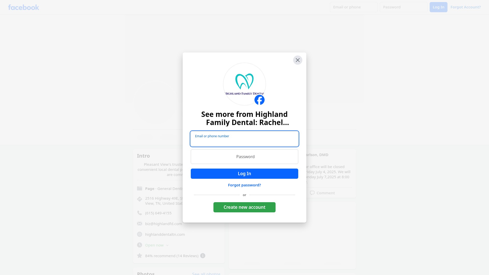 Screenshot of highlanddentaltn.com