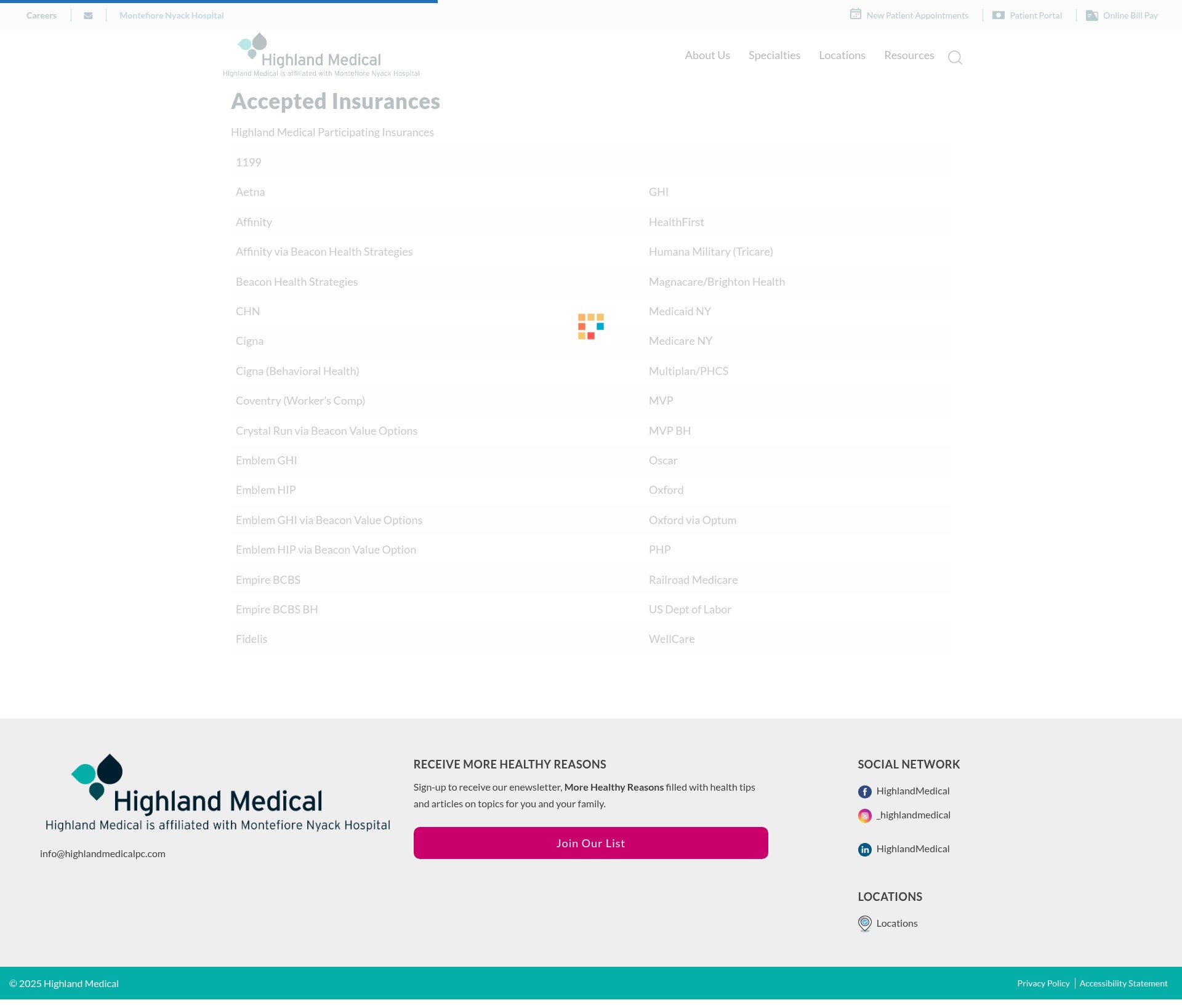 Screenshot of highlandmedical.co