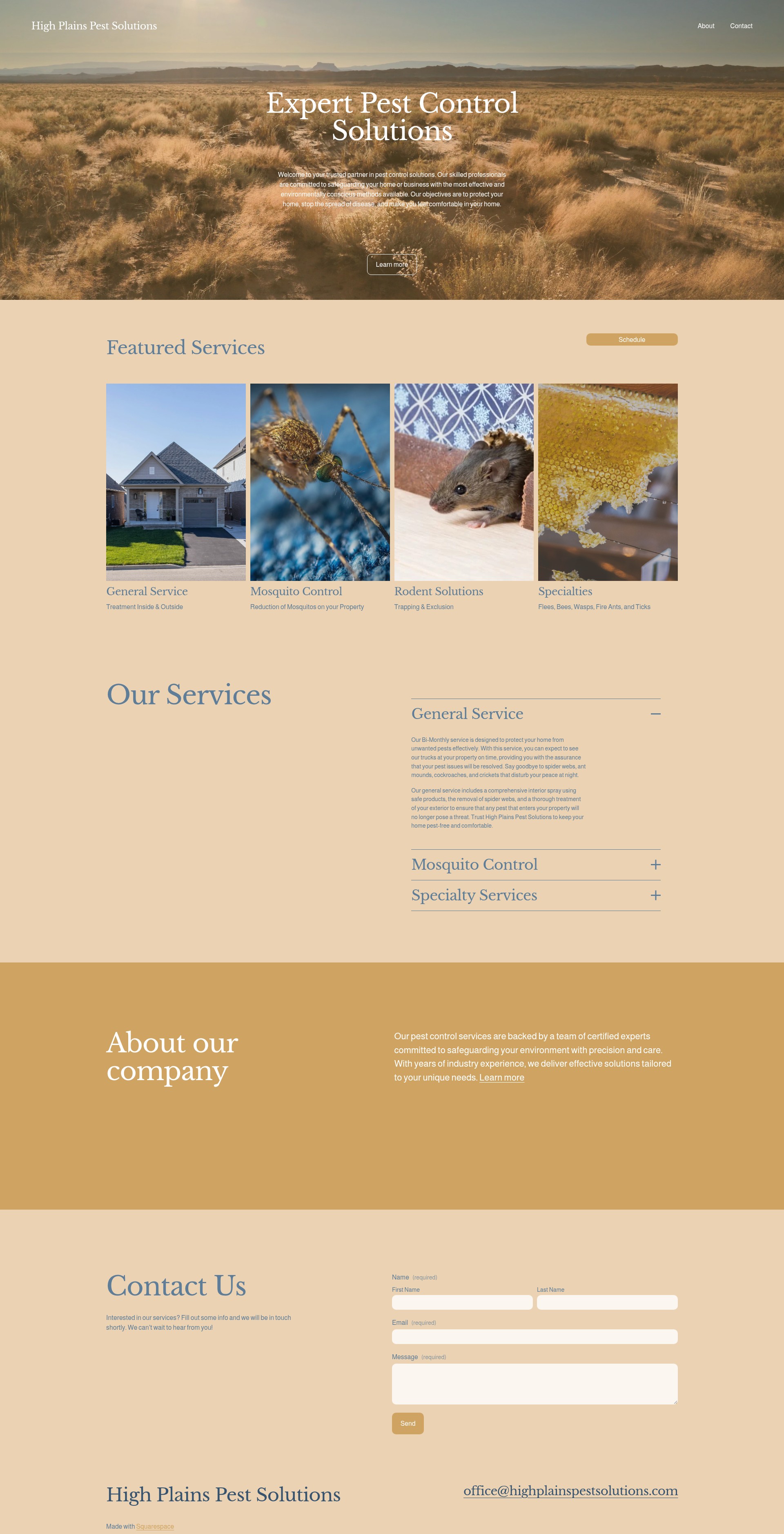 Screenshot of highplainspestsolutions.com