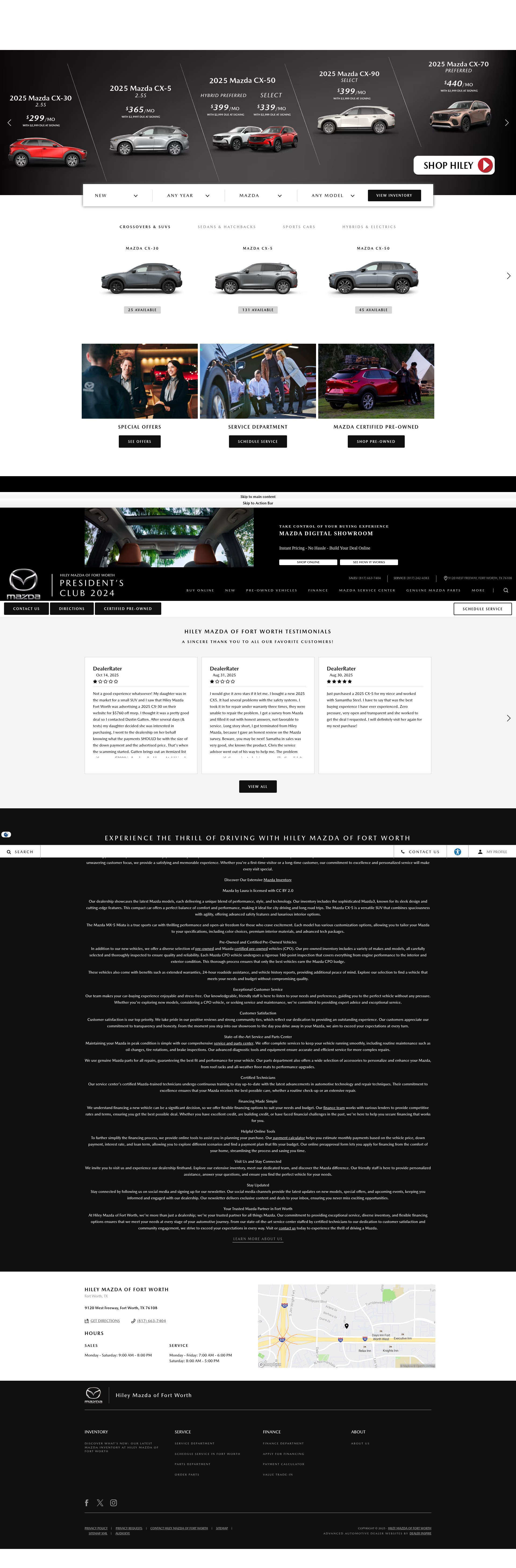 Screenshot of hileymazdafortworth.com