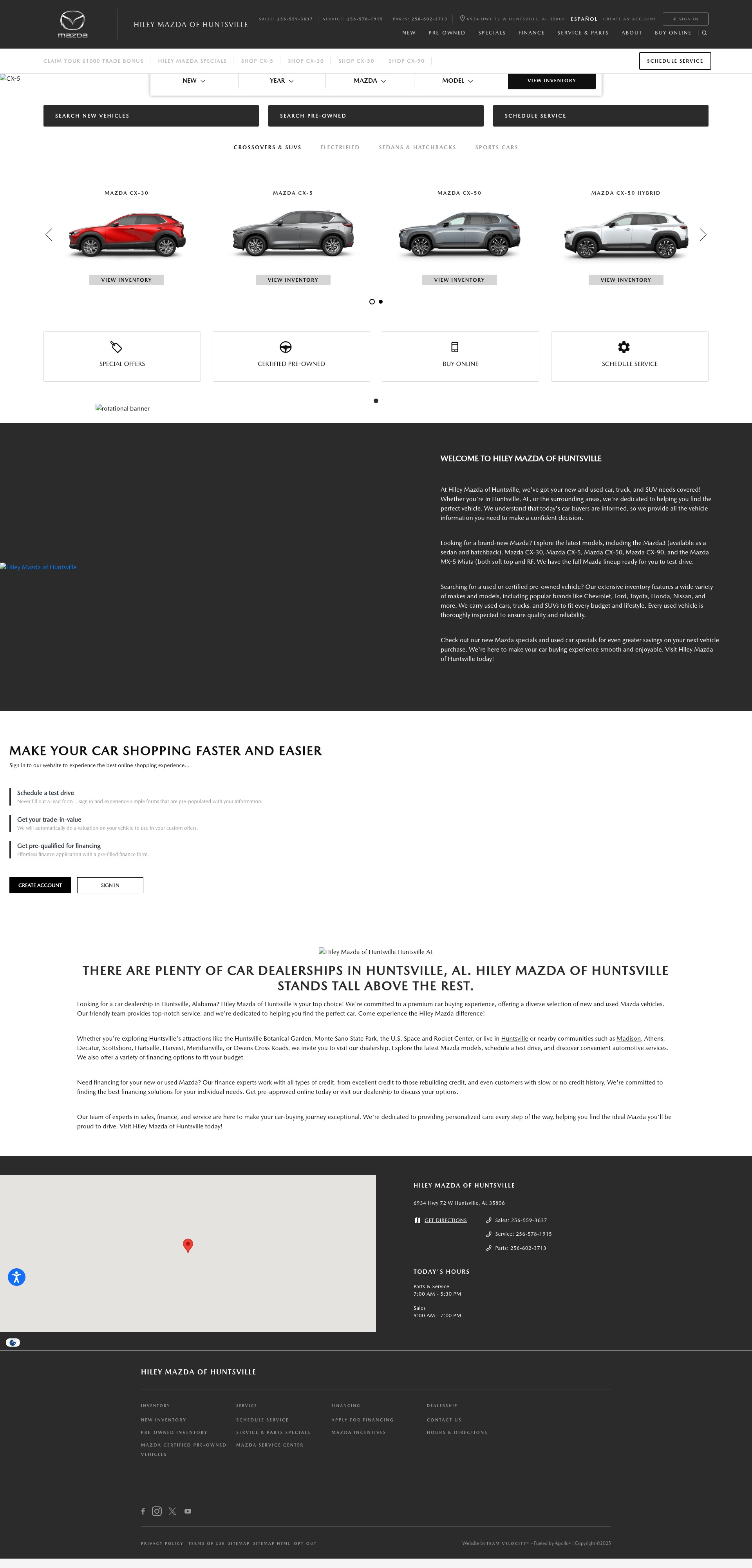 Screenshot of hileymazdahuntsville.com