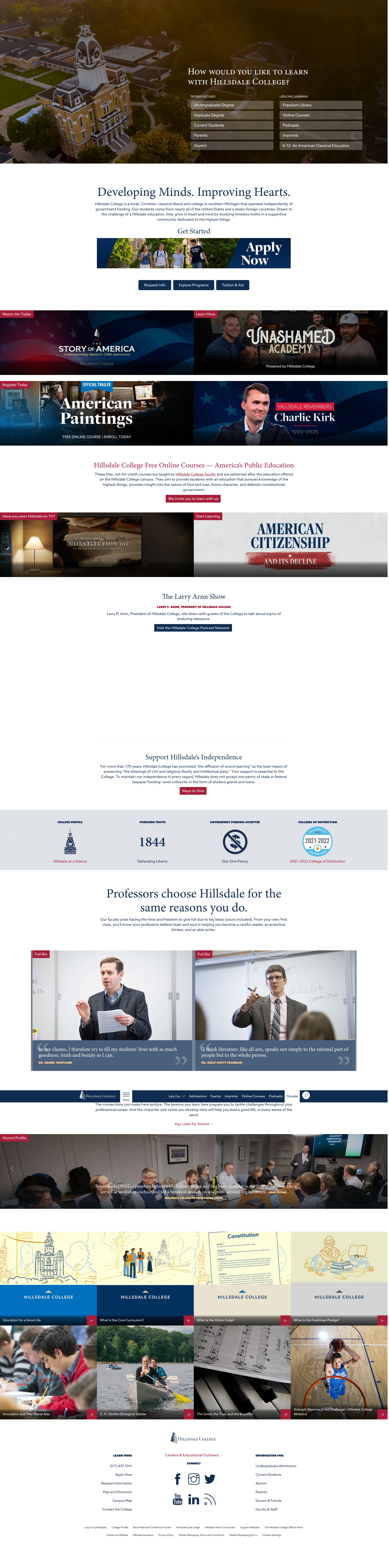 Screenshot of hillsdale.edu
