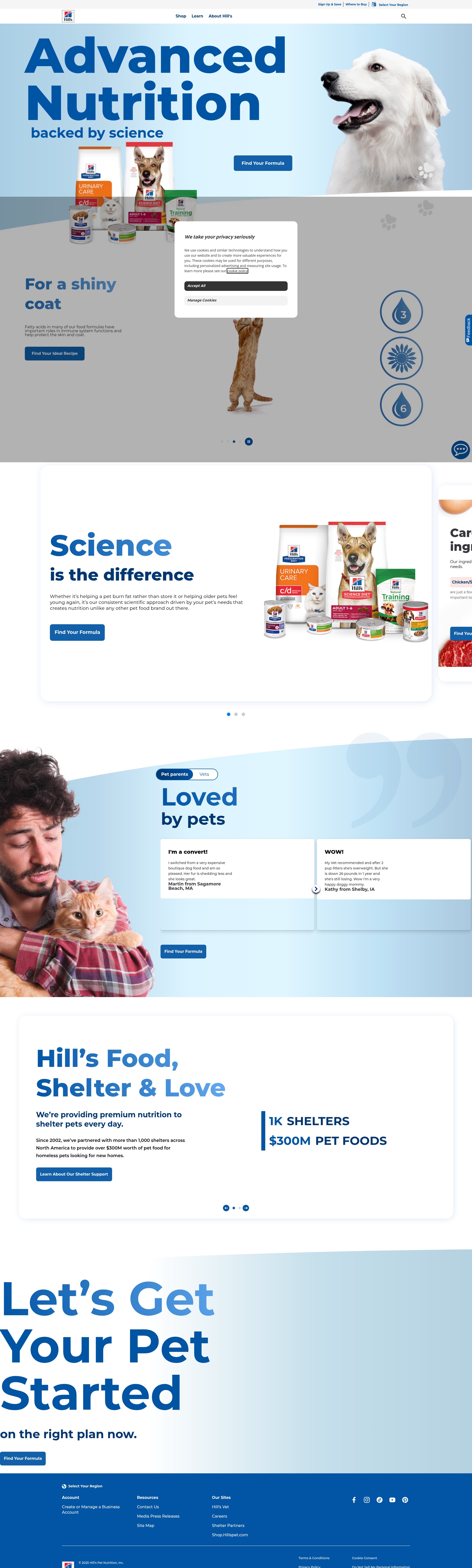 Screenshot of hillspet.com