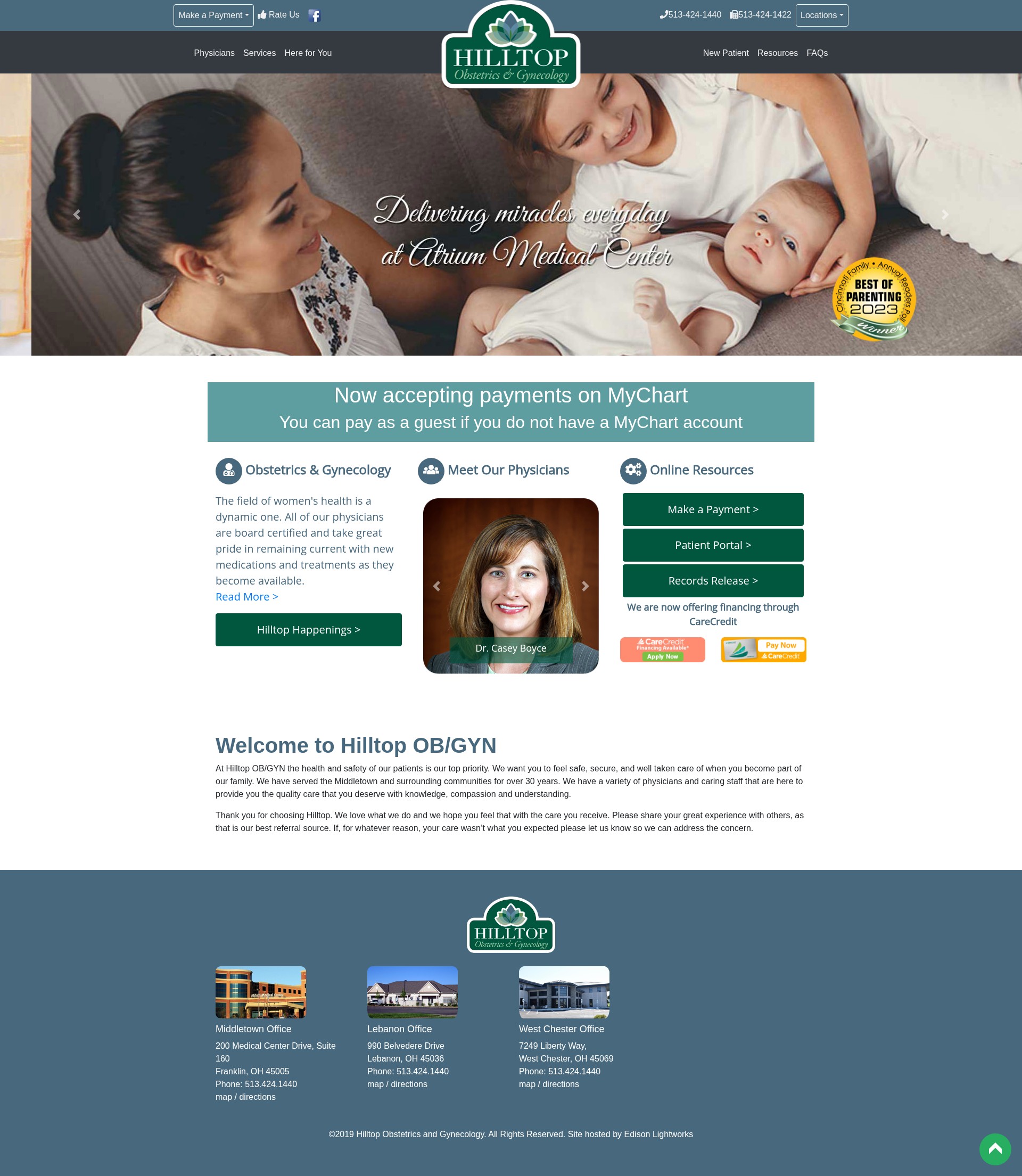 Screenshot of hilltopobgyn.com