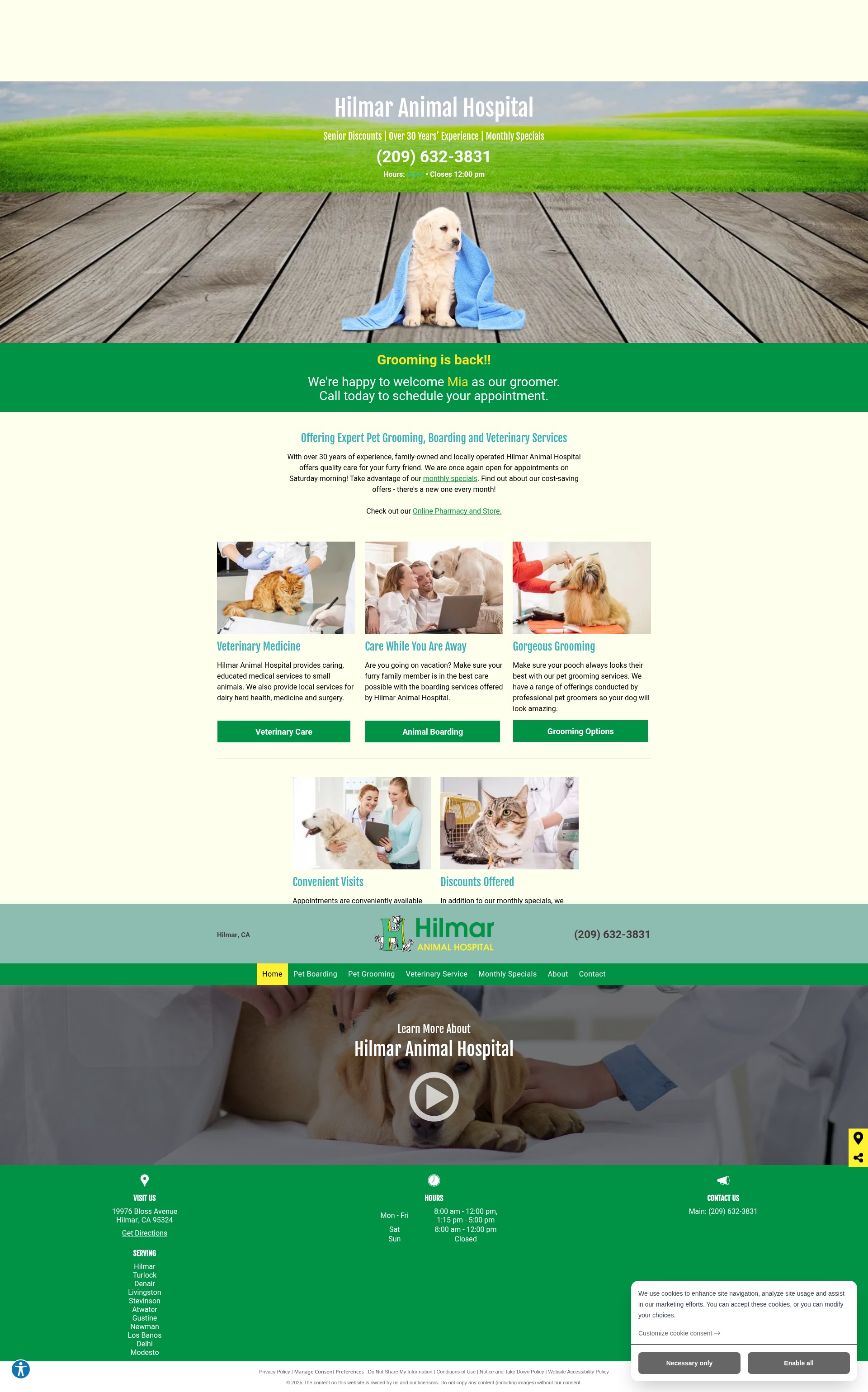 Screenshot of hilmaranimalhospital.com