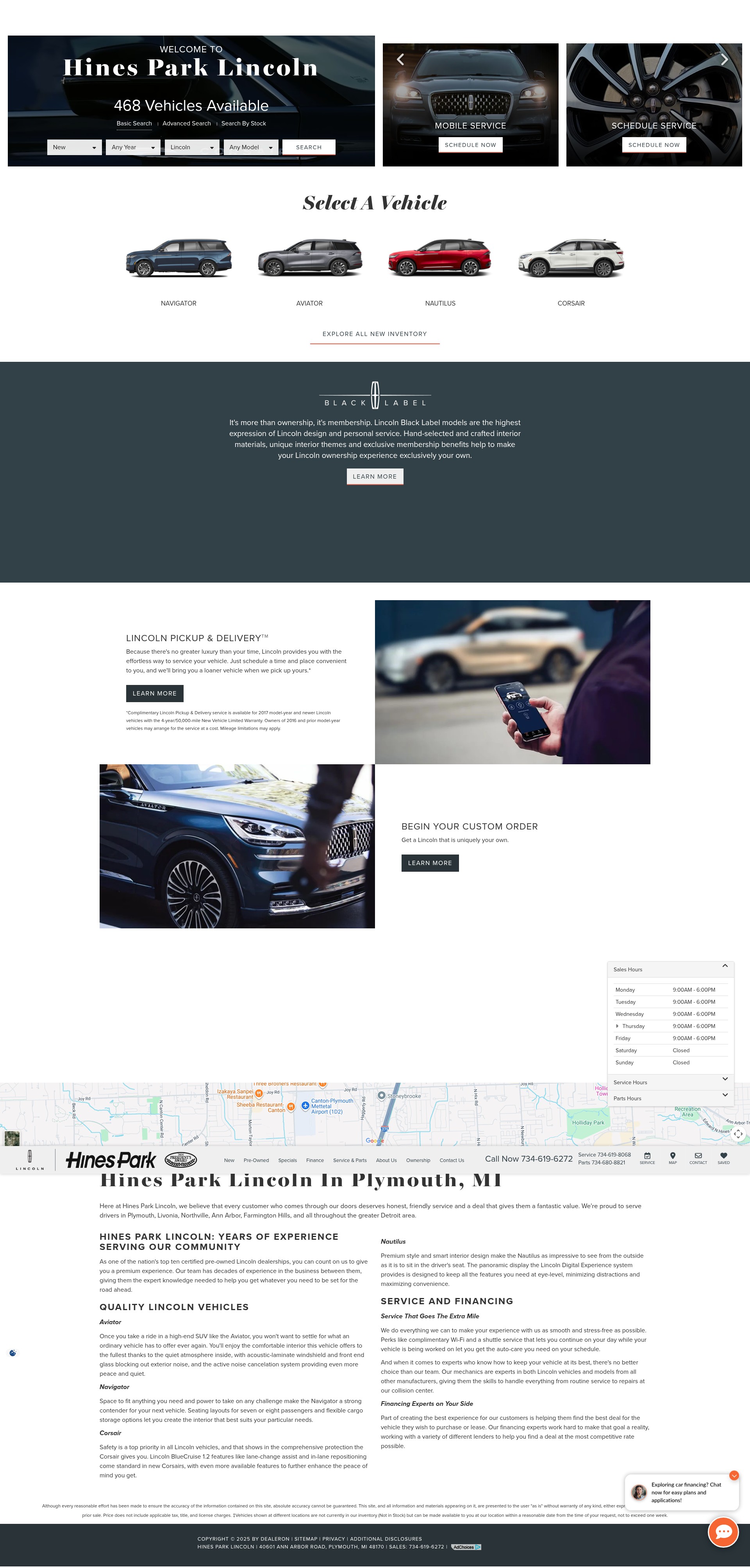 Screenshot of hinesparklincoln.com