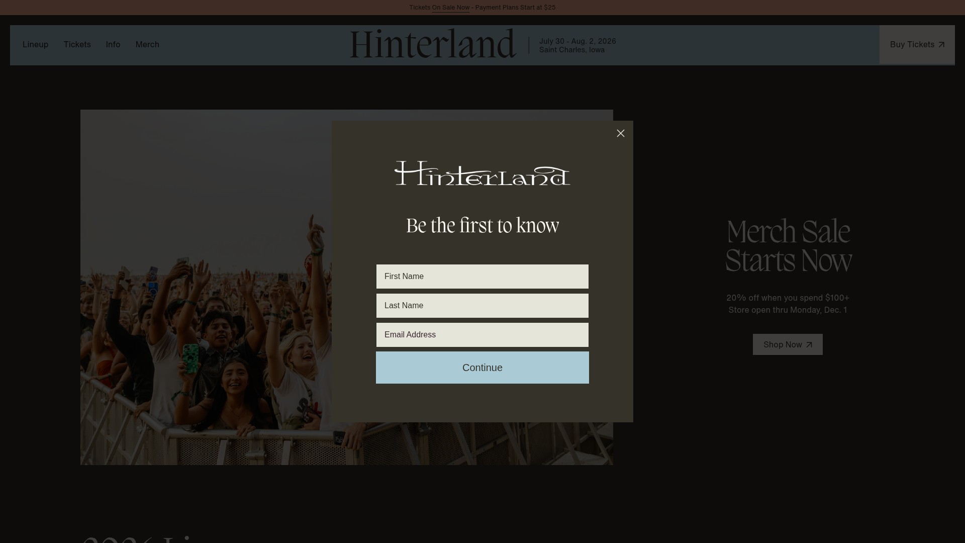 Screenshot of hinterlandiowa.com