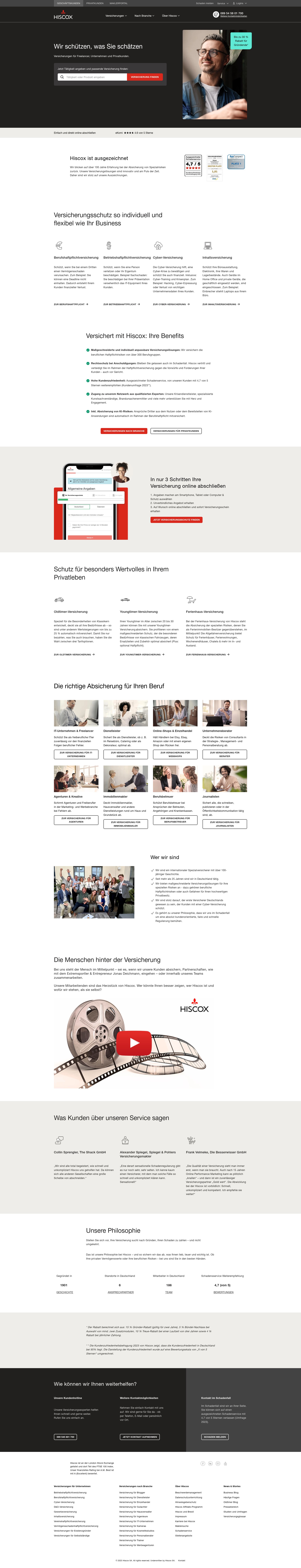 Screenshot of hiscox.de