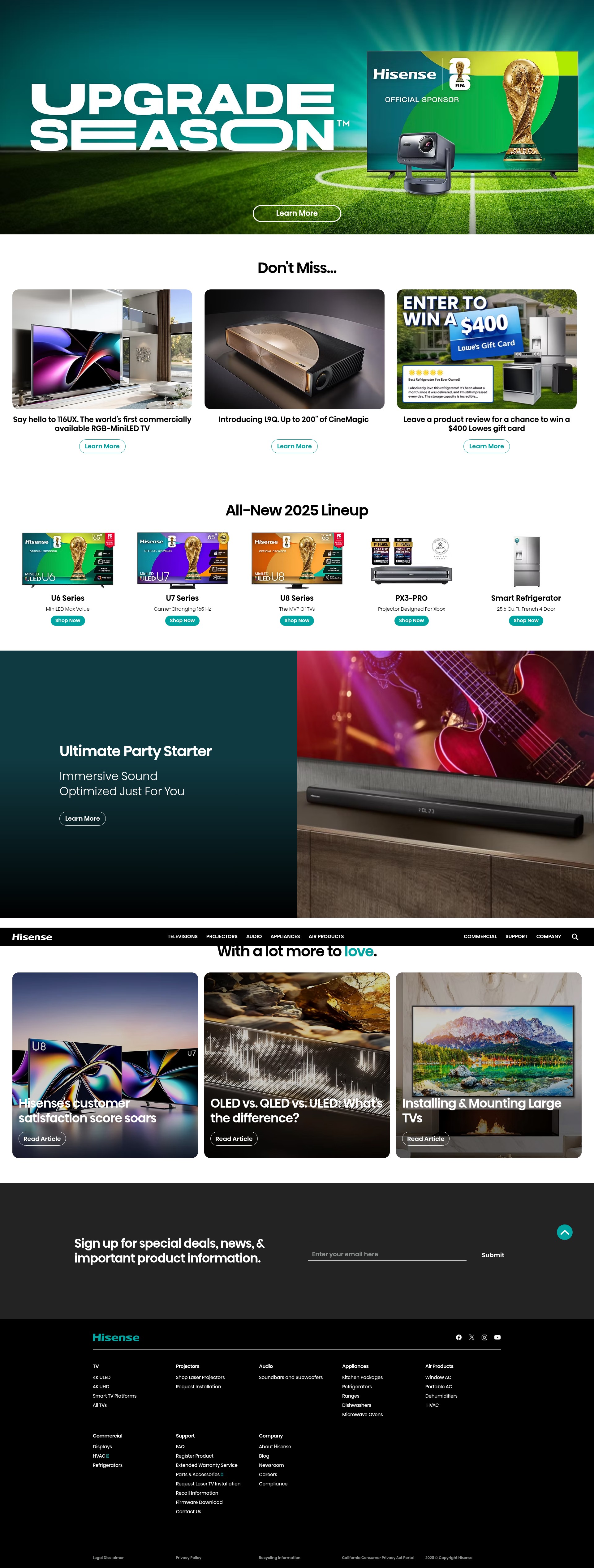 Screenshot of hisense-usa.com