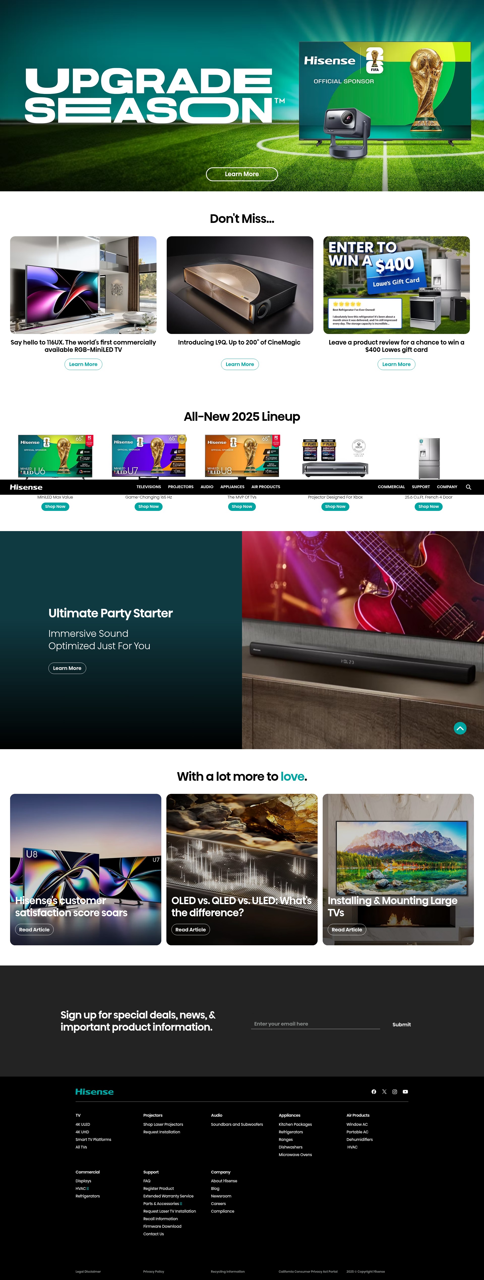 Screenshot of hisense.com