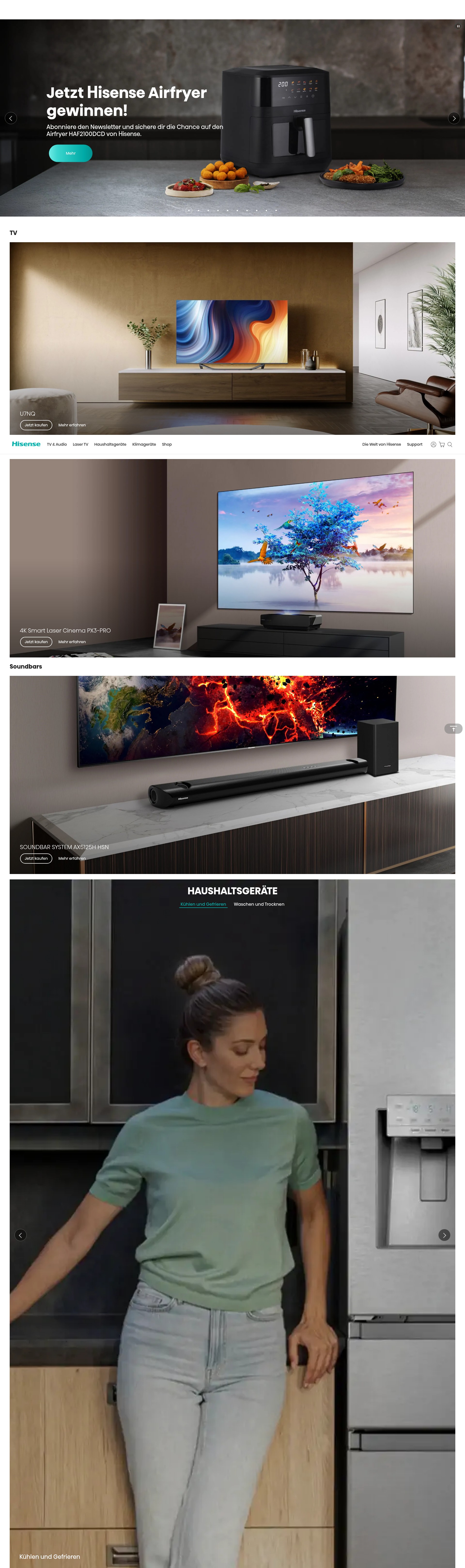 Screenshot of hisense.de