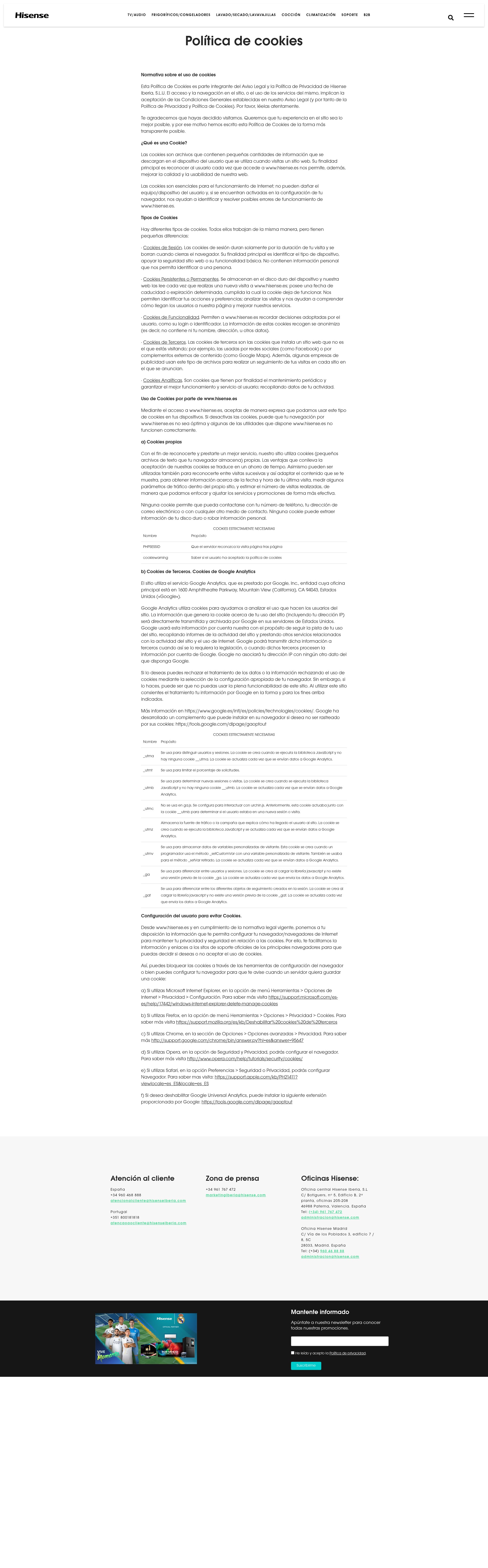 Screenshot of hisense.es