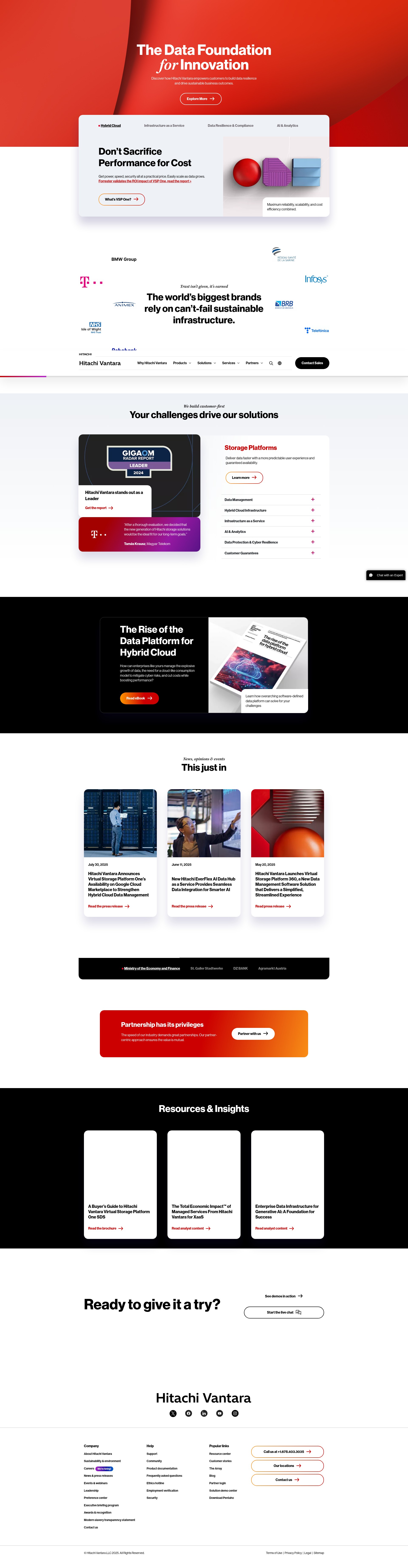 Screenshot of hitachivantara.com