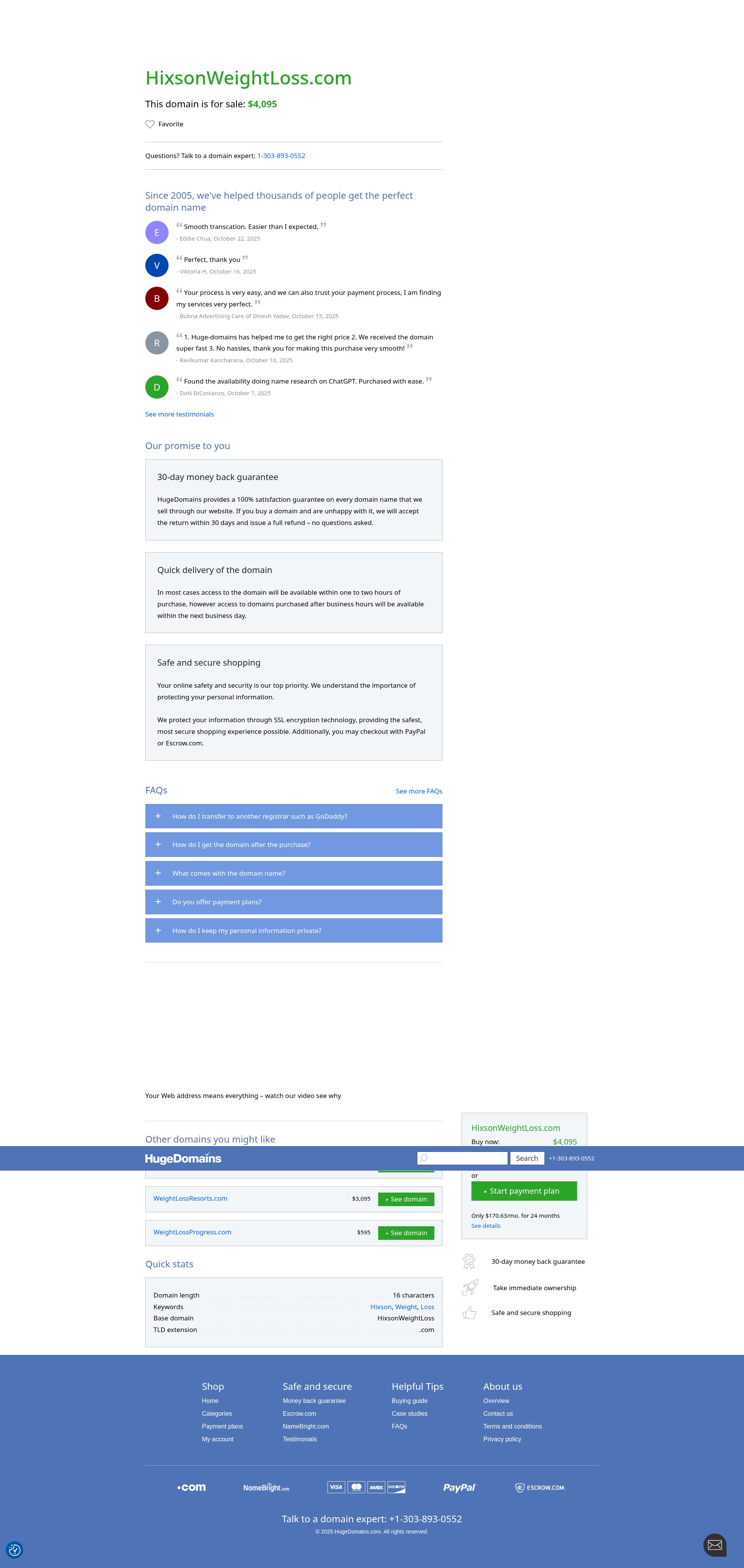Screenshot of hixsonweightloss.com