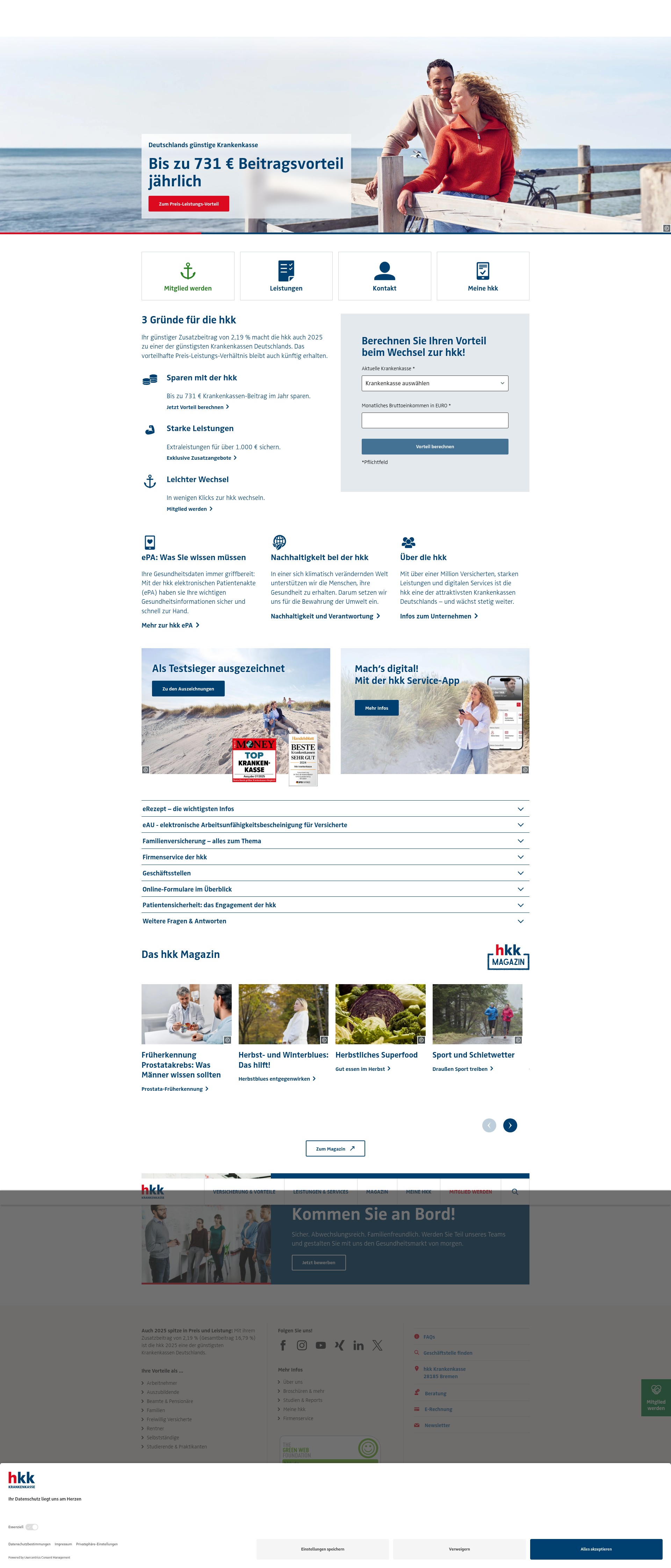 Screenshot of hkk.de