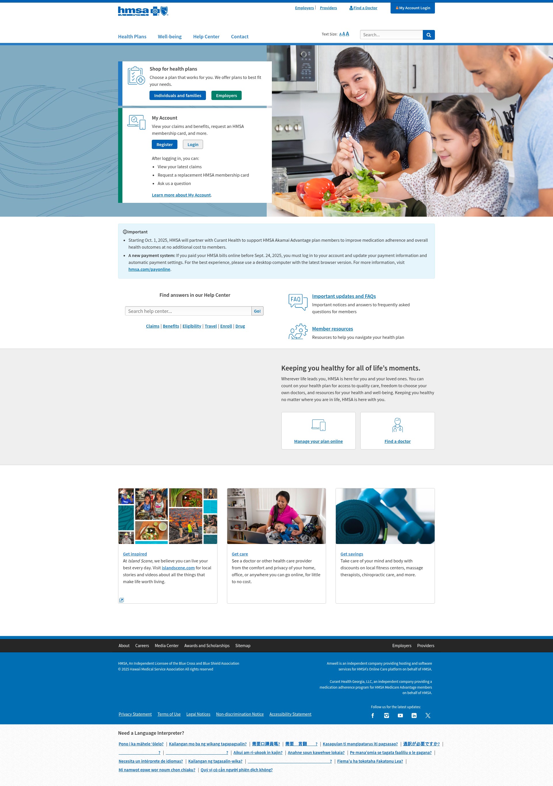 Screenshot of hmsa.com