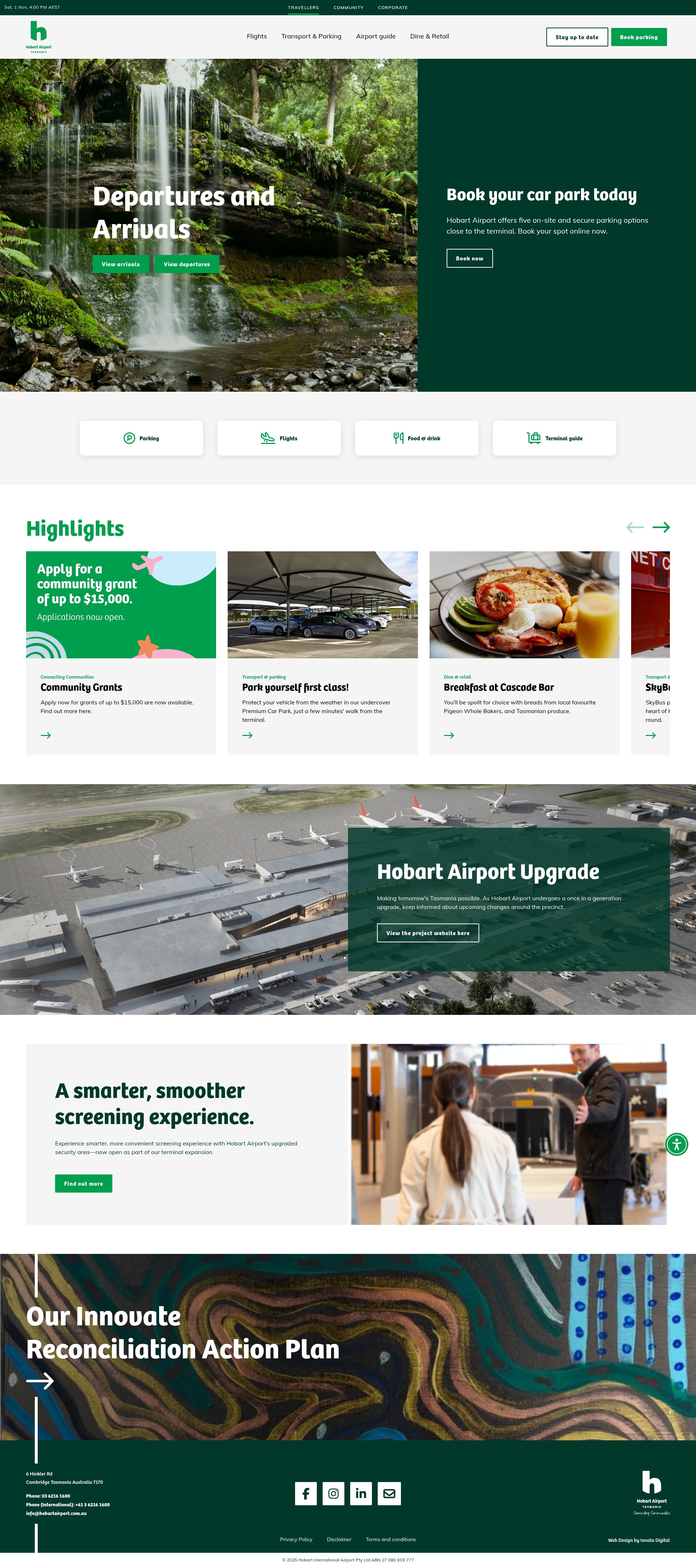 Screenshot of hobartairport.com.au