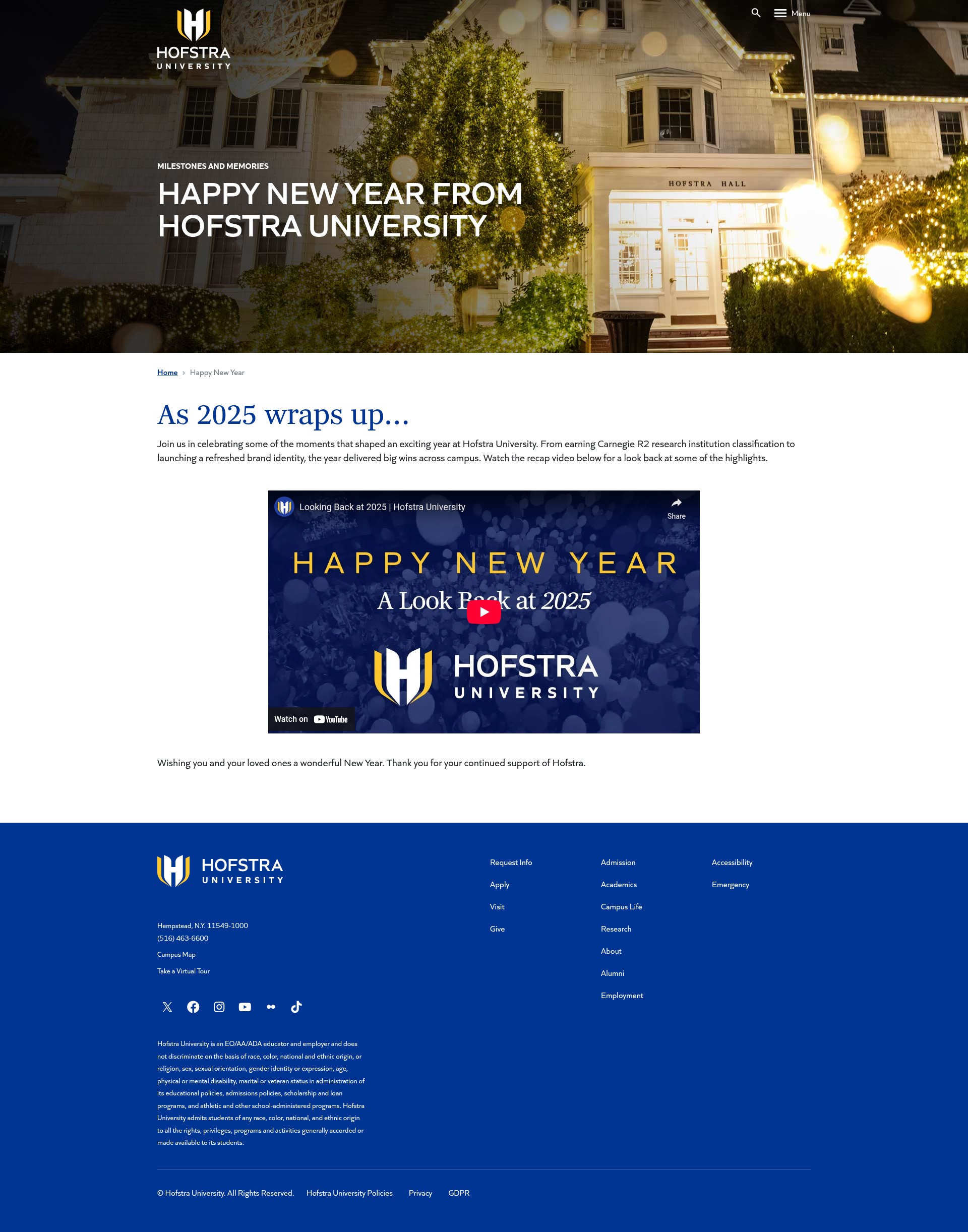Screenshot of hofstra.edu