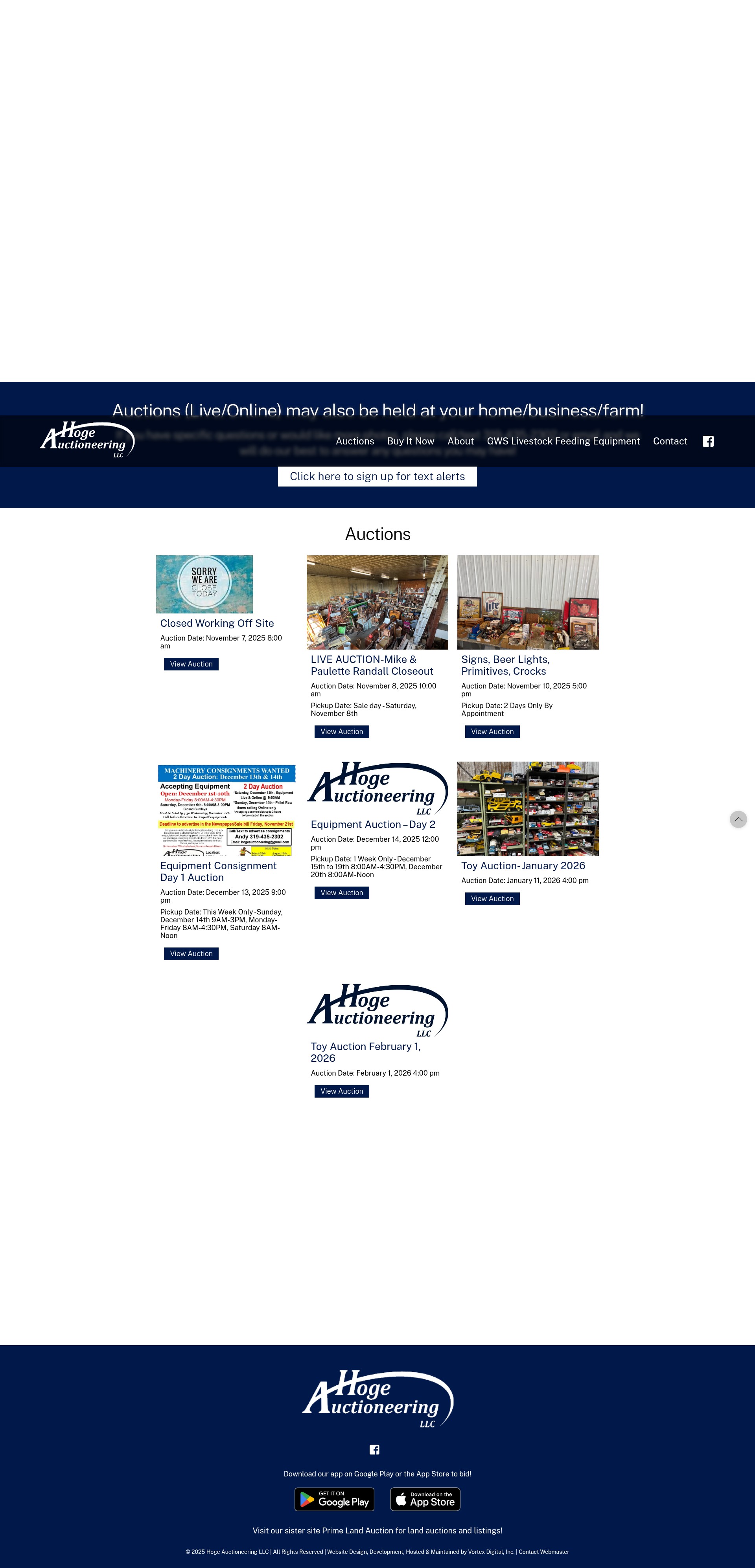 Screenshot of hogeauctioneering.com