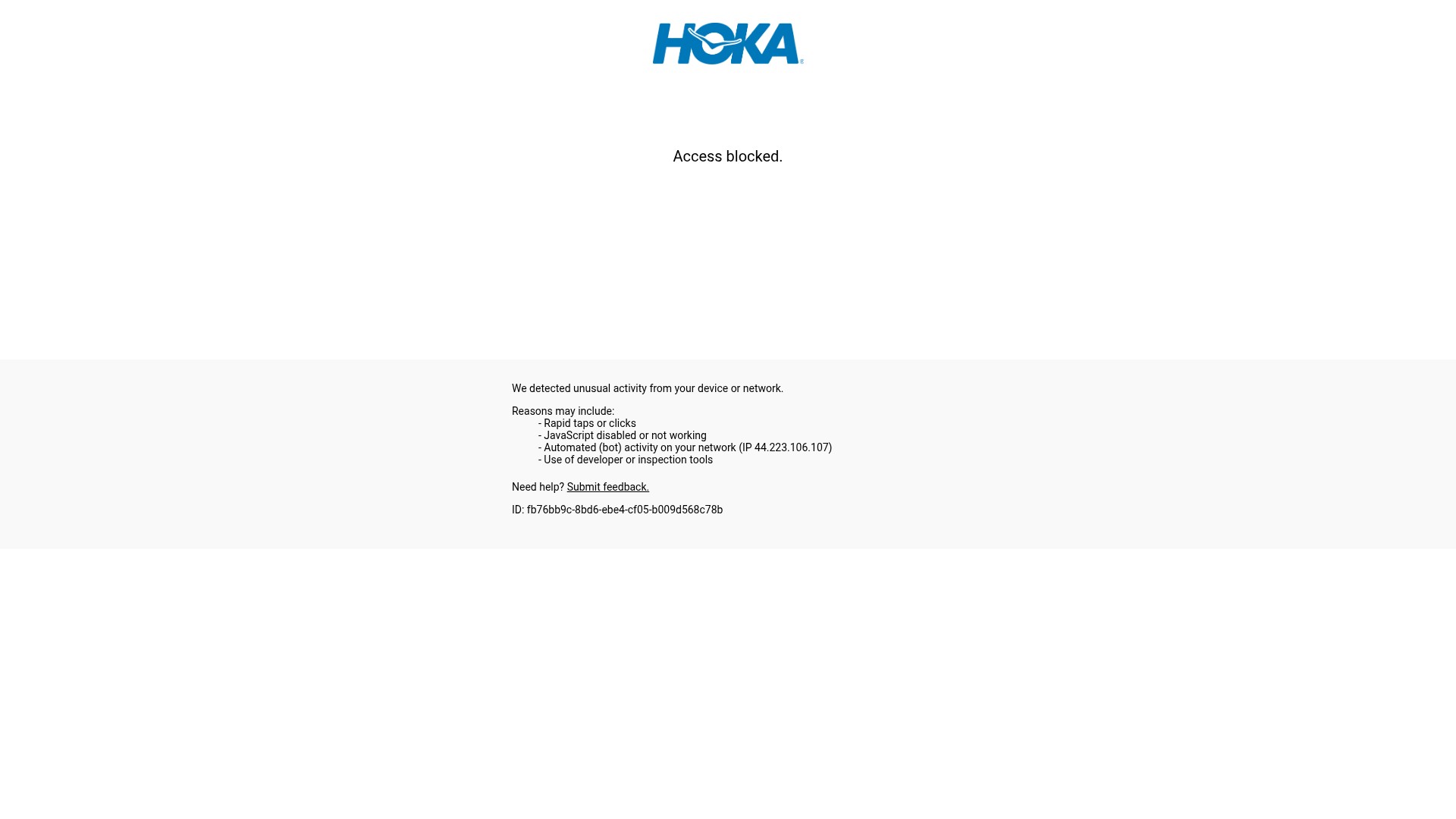 Screenshot of hoka.com