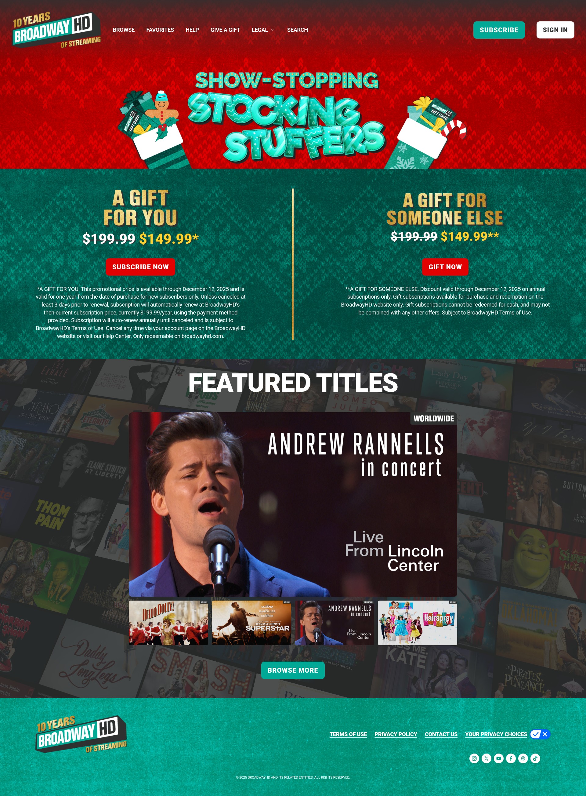 Screenshot of holidays.broadwayhd.com