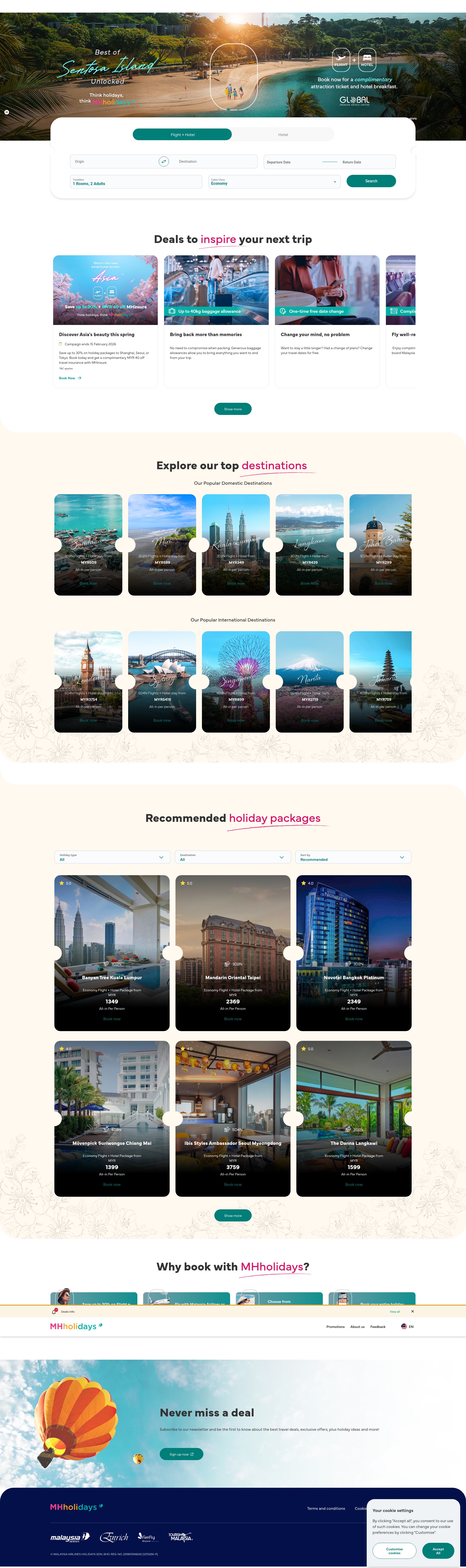 Screenshot of holidays.malaysiaairlines.com