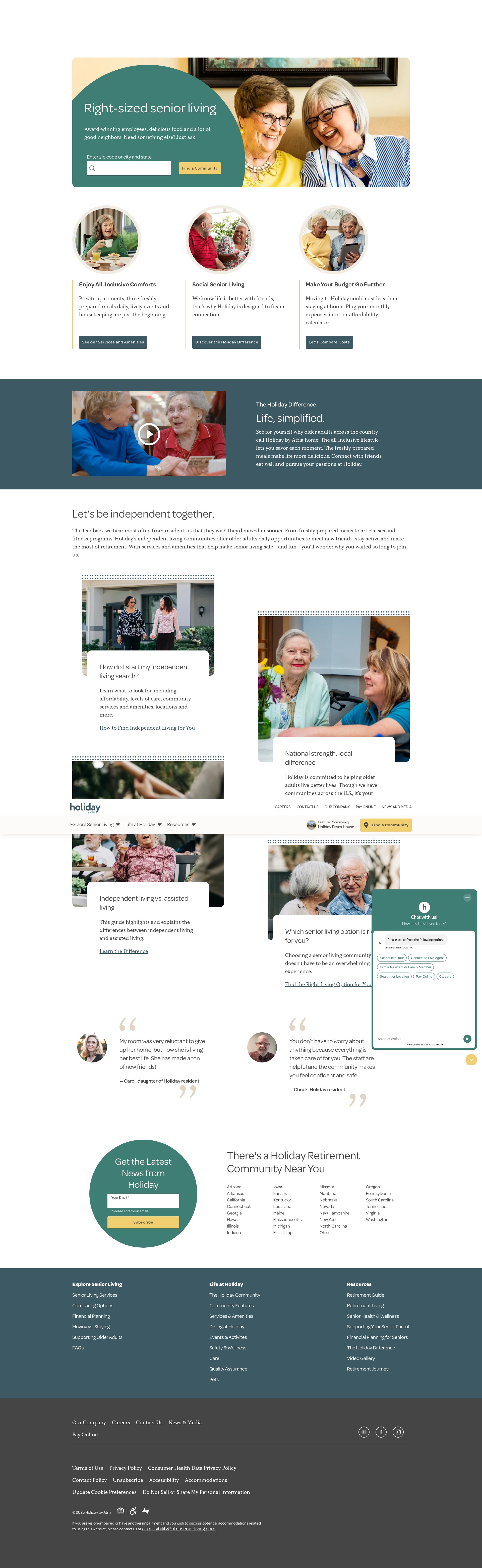 Screenshot of holidayseniorliving.com