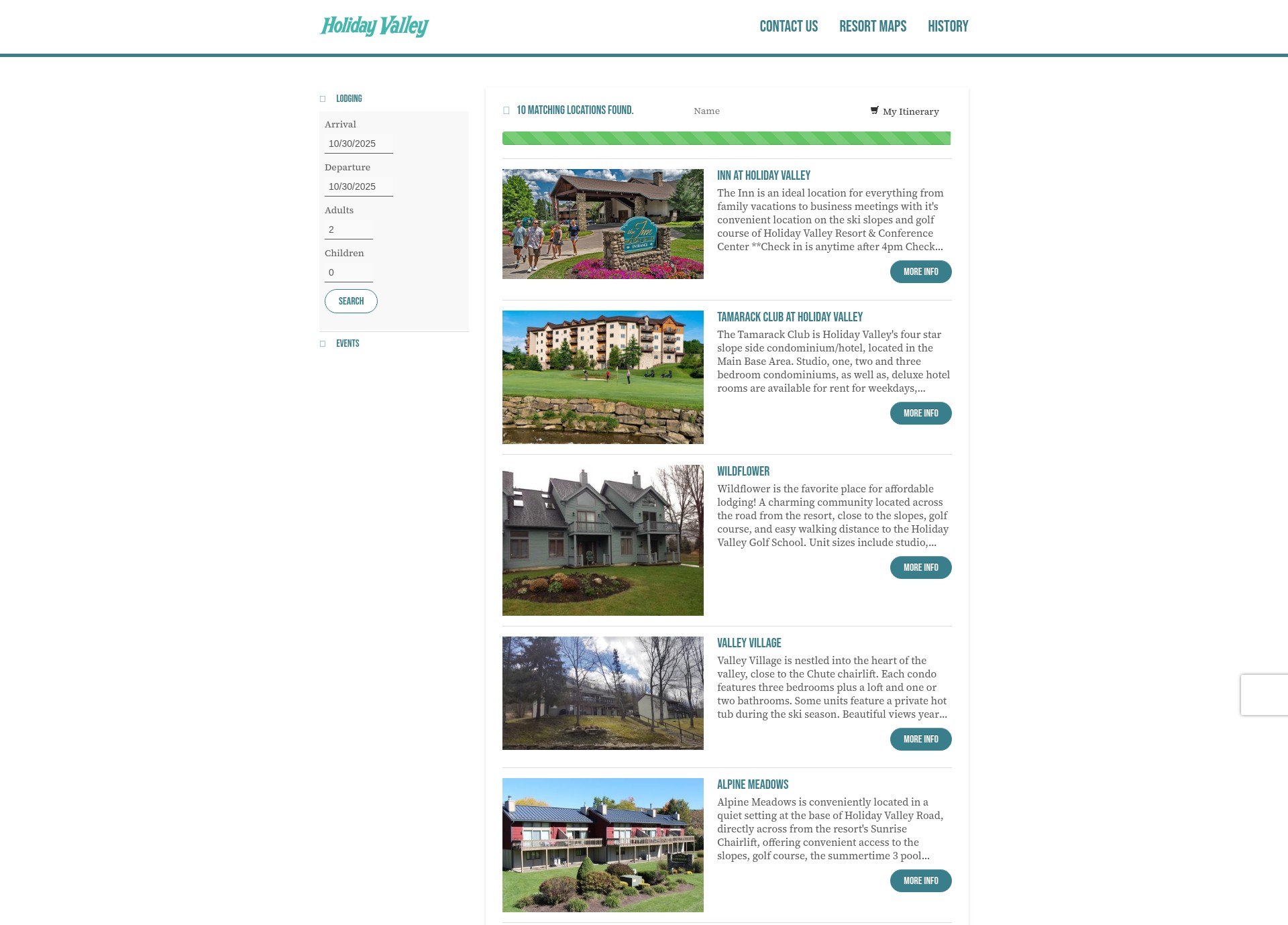 Screenshot of holidayvalley.com