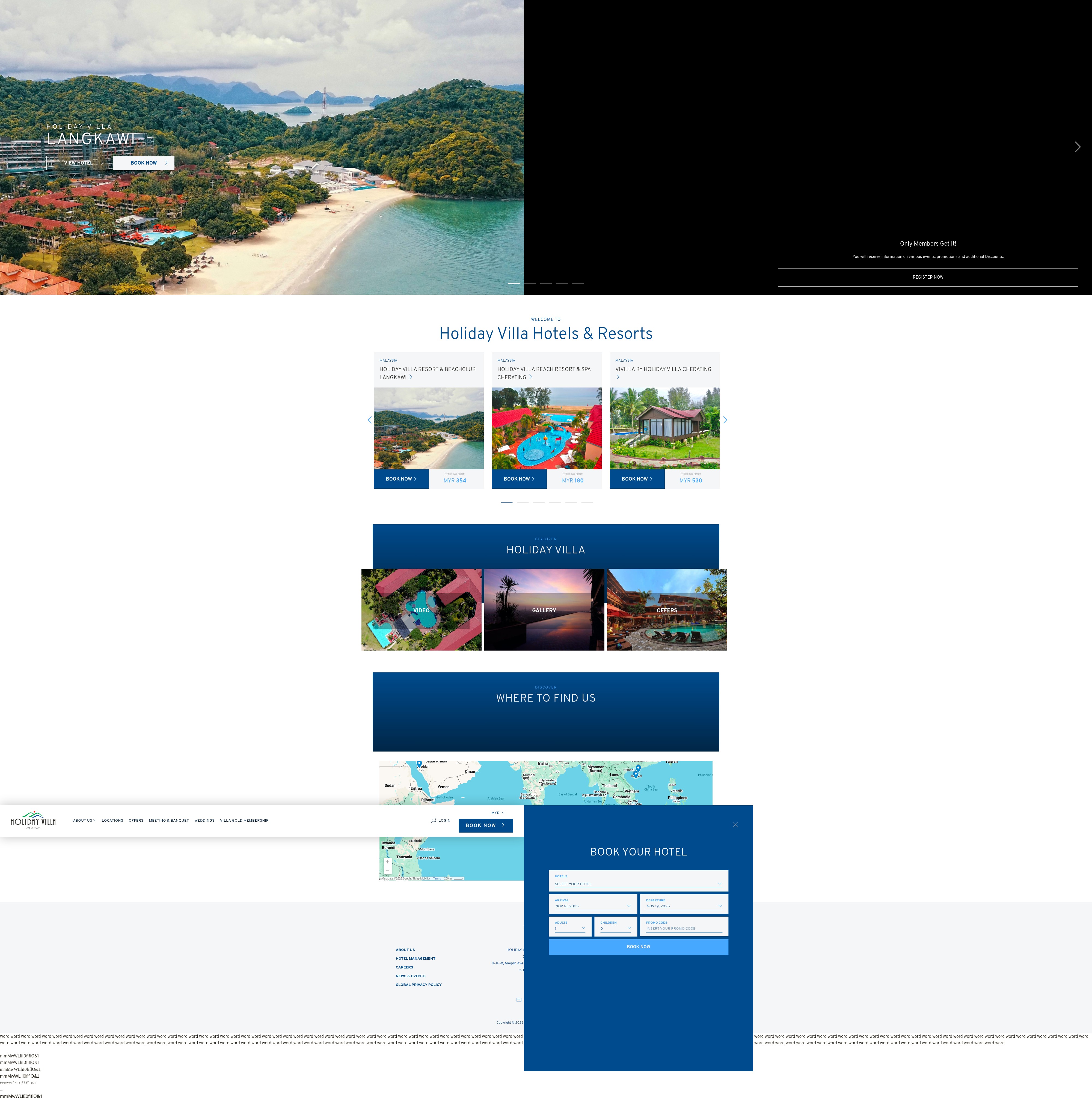 Screenshot of holidayvillahotels.com